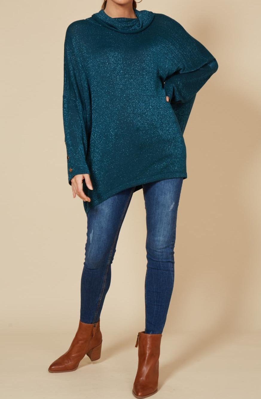 Tyra Roll Knit - Teal - eb&ive Clothing - Top L/S Dressy