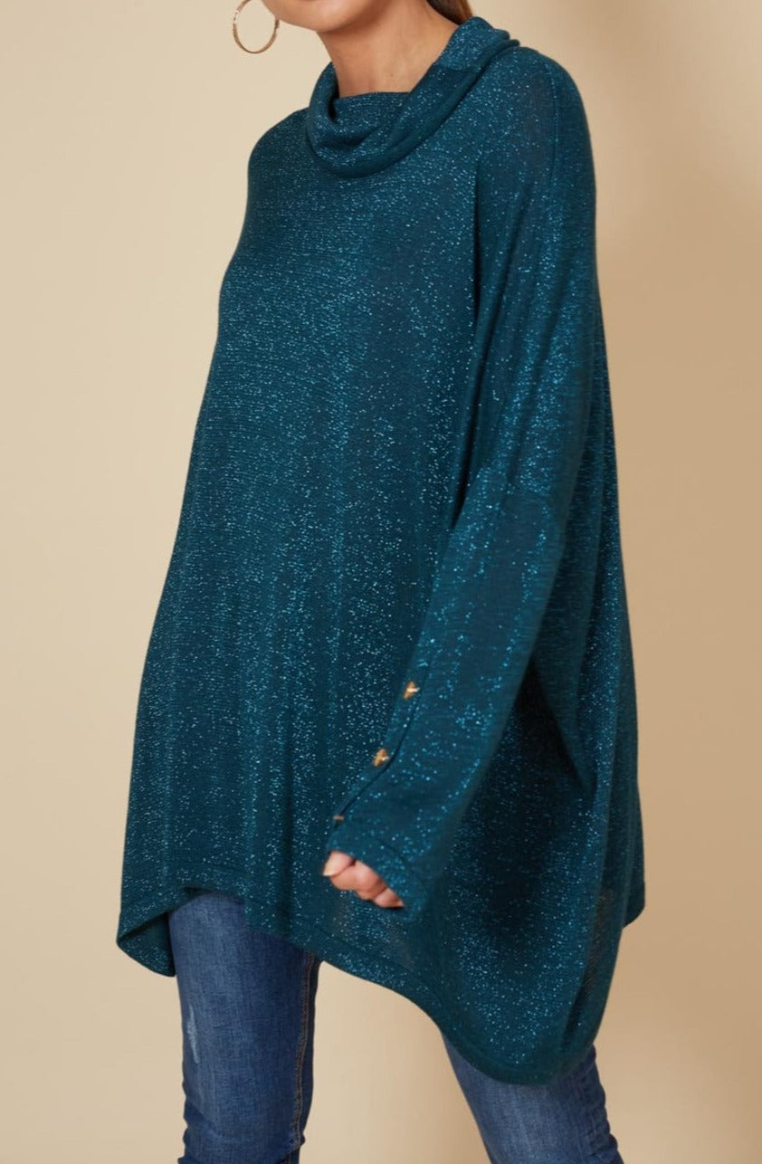 Tyra Roll Knit - Teal - eb&ive Clothing - Top L/S Dressy