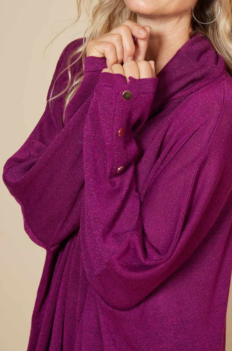 Tyra Roll Knit - Mulberry - eb&ive Clothing - Top L/S Dressy