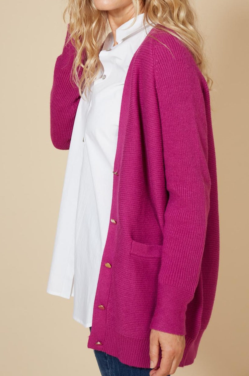 Kit Oversized Cardigan - Mulberry - eb&ive Clothing - Knit Cardigan