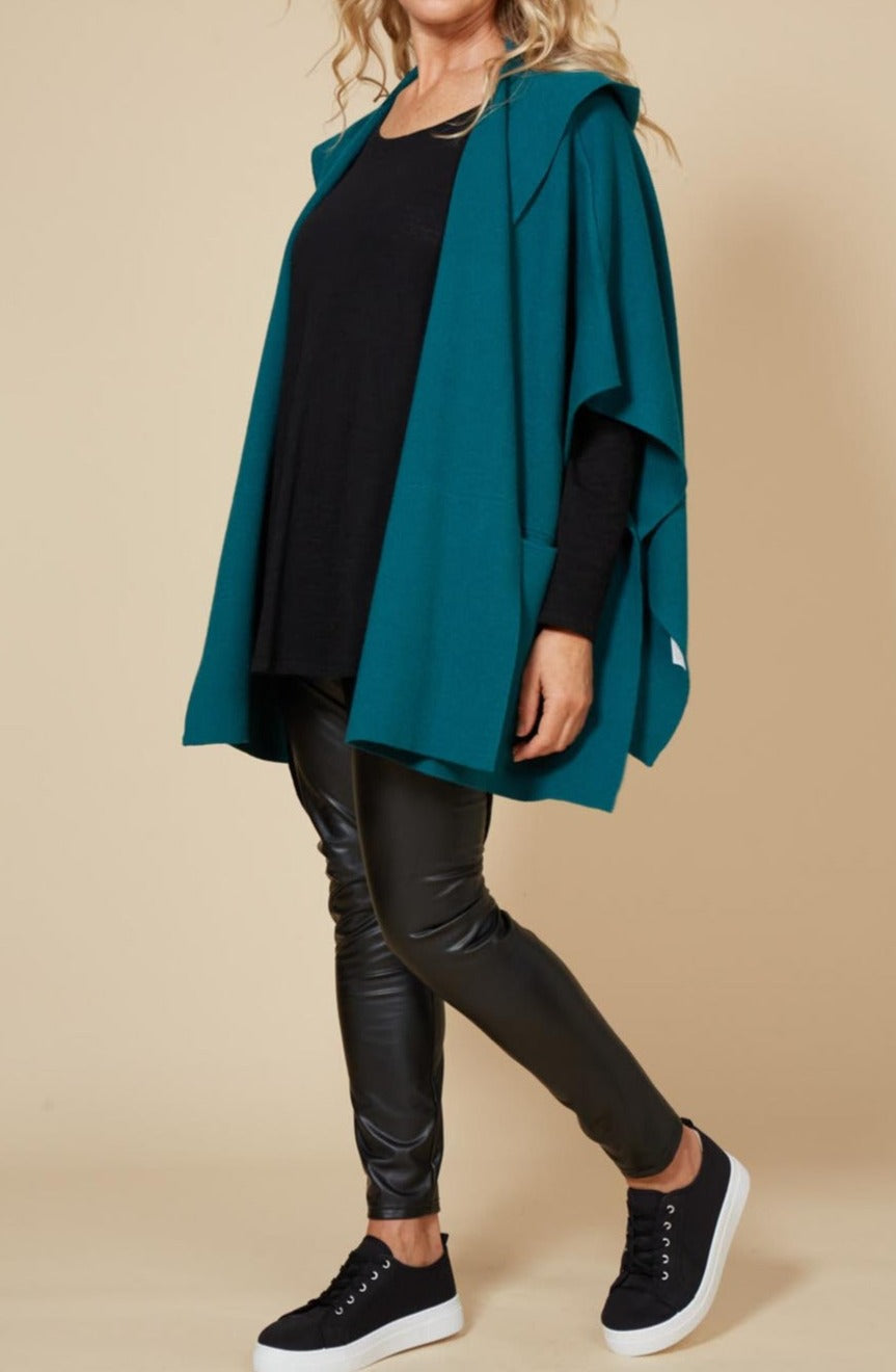 Kit Cape - Teal - eb&ive Clothing - Knit Cape One Size