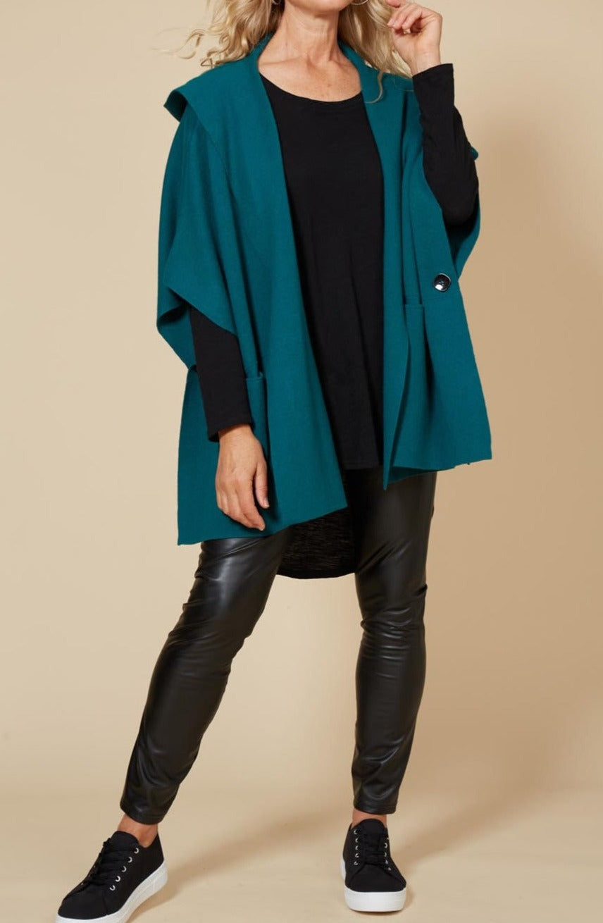 Kit Cape - Teal - eb&ive Clothing - Knit Cape One Size