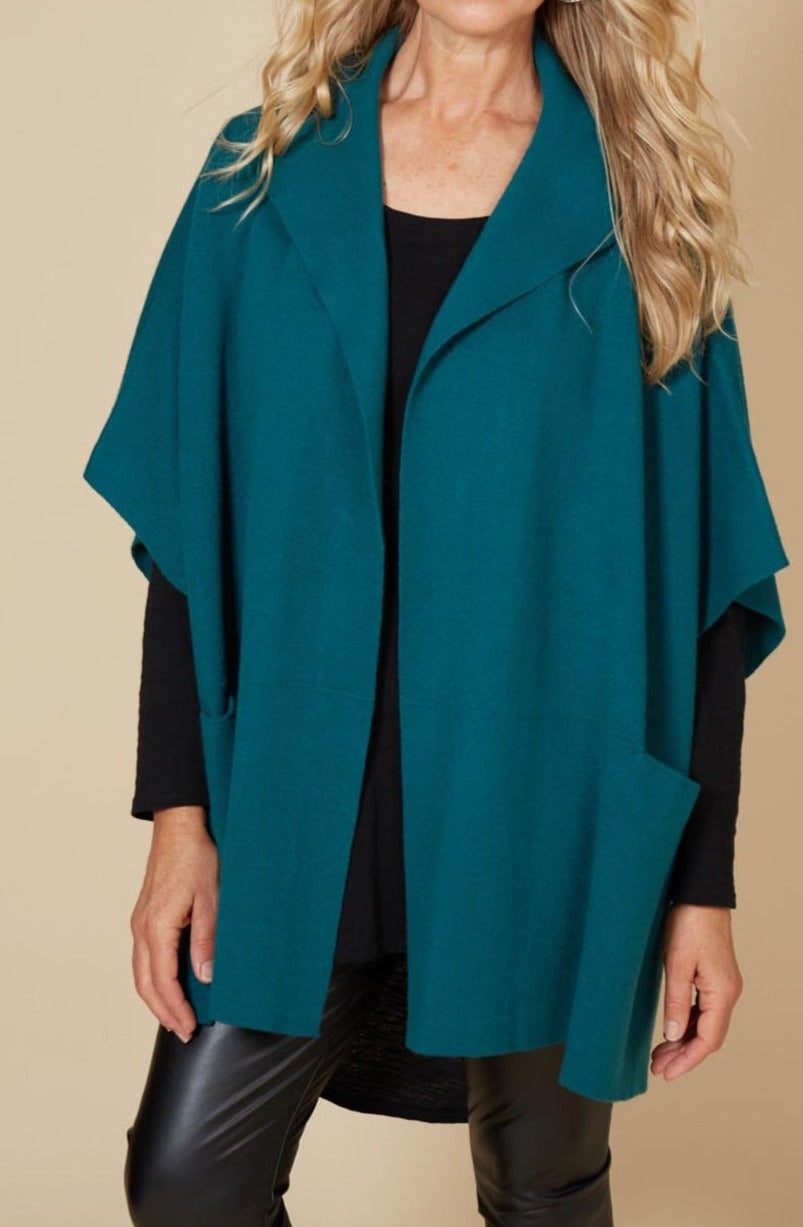 Kit Cape - Teal - eb&ive Clothing - Knit Cape One Size