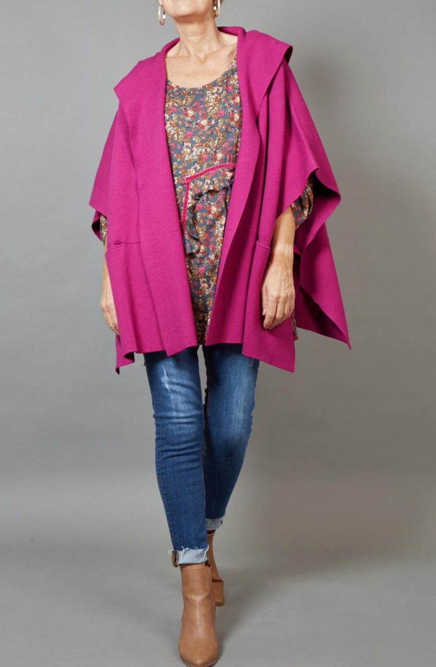 Kit Cape - Mulberry - eb&ive Clothing - Knit Cape One Size