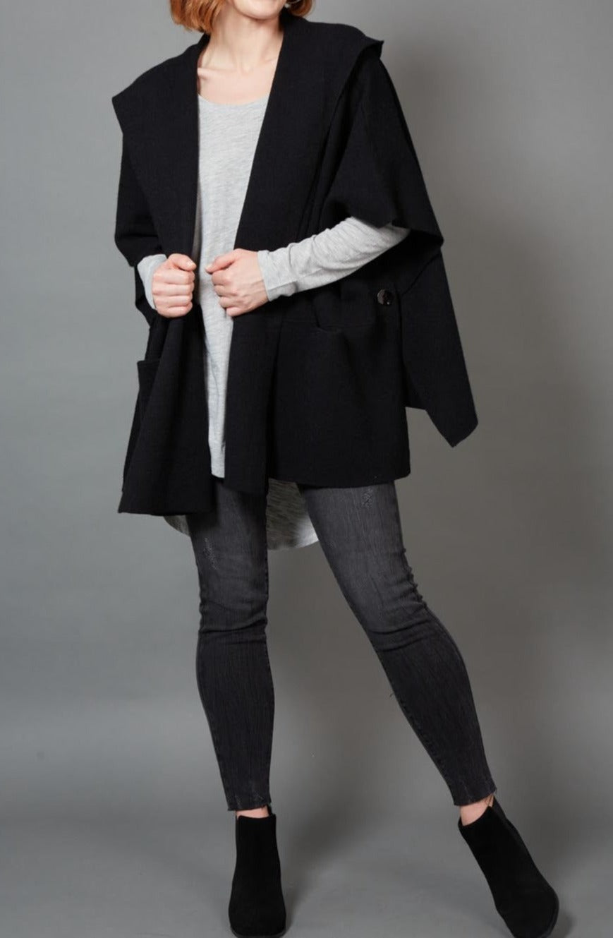 Kit Cape - Ebony - eb&ive Clothing - Knit Cape One Size