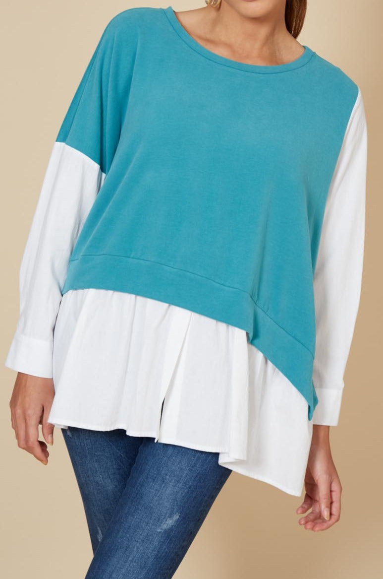 Martini Shirt Top - Teal - eb&ive Clothing - Top Tshirt L/S Relaxed