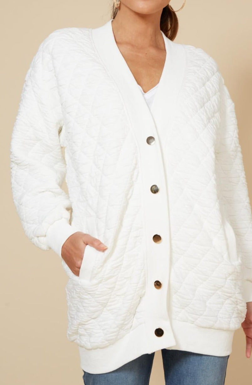 La Vida Relaxed Cardigan - Blanc - eb&ive Clothing - Cardigan