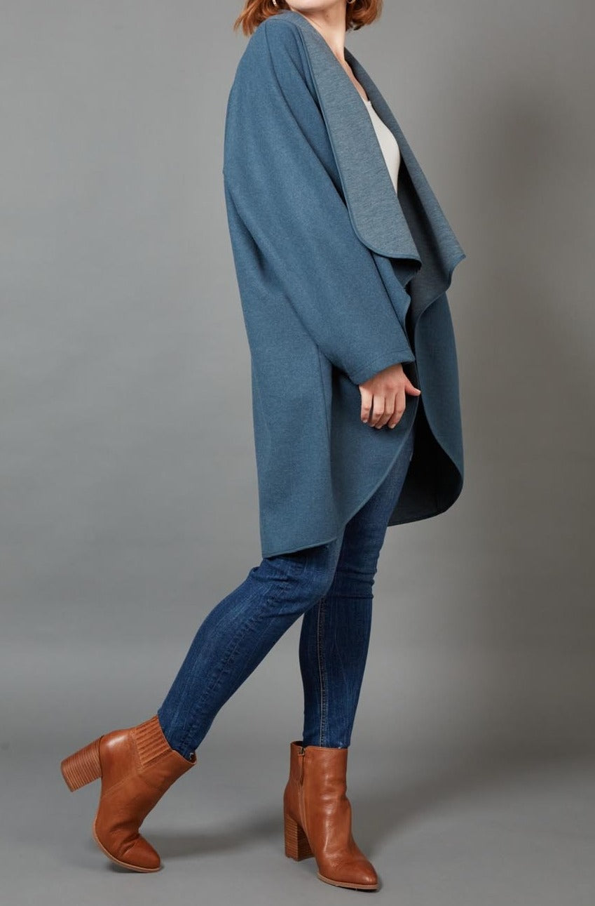 Klein Wrap Jacket - Oxford - eb&ive Clothing - Kimono Cape Short