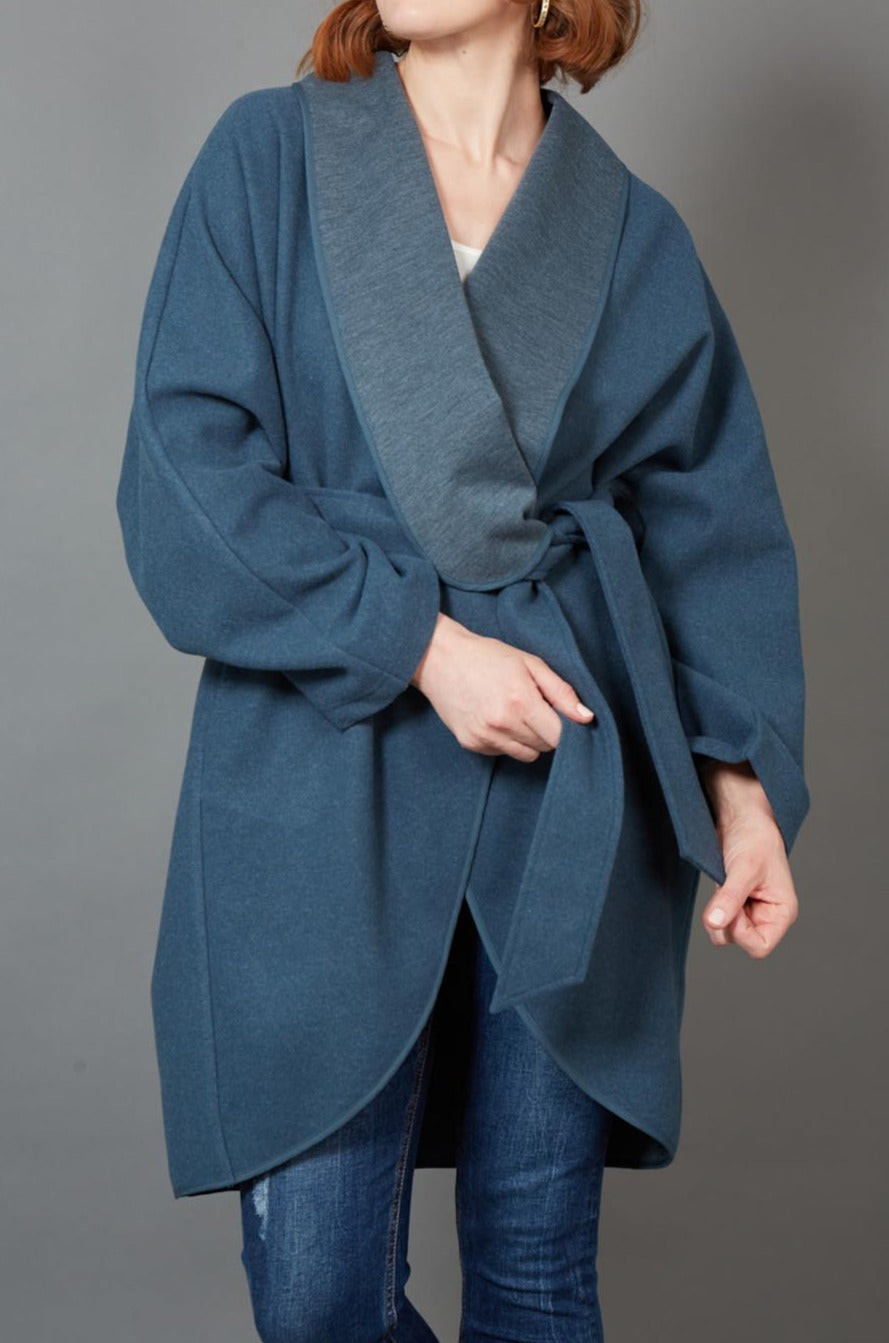 Klein Wrap Jacket - Oxford - eb&ive Clothing - Kimono Cape Short