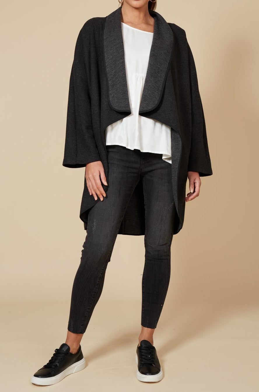 Klein Wrap Jacket - Fossil - eb&ive Clothing - Kimono Cape Short