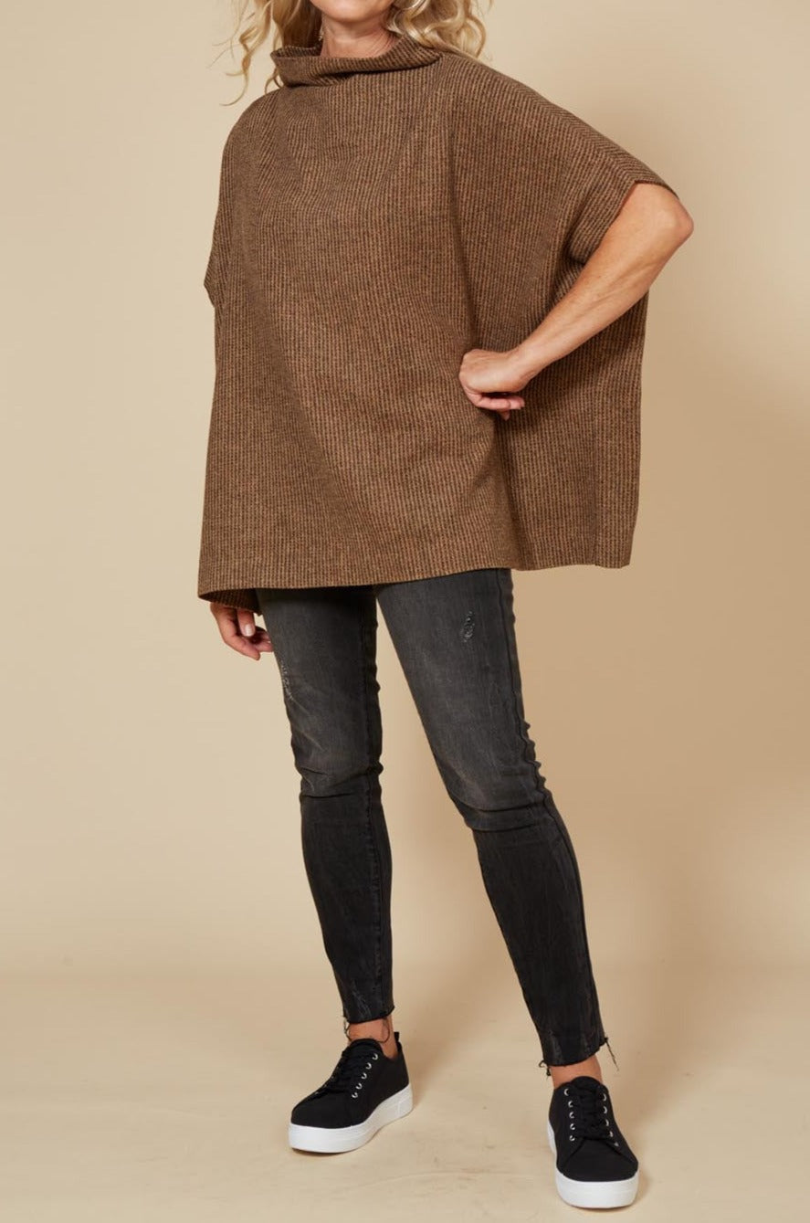 Pepa Poncho - Walnut - eb&ive Clothing - Knit Poncho One Size