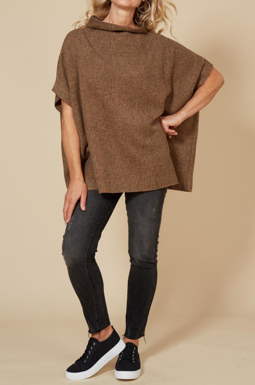 Pepa Poncho - Walnut - eb&ive Clothing - Knit Poncho One Size