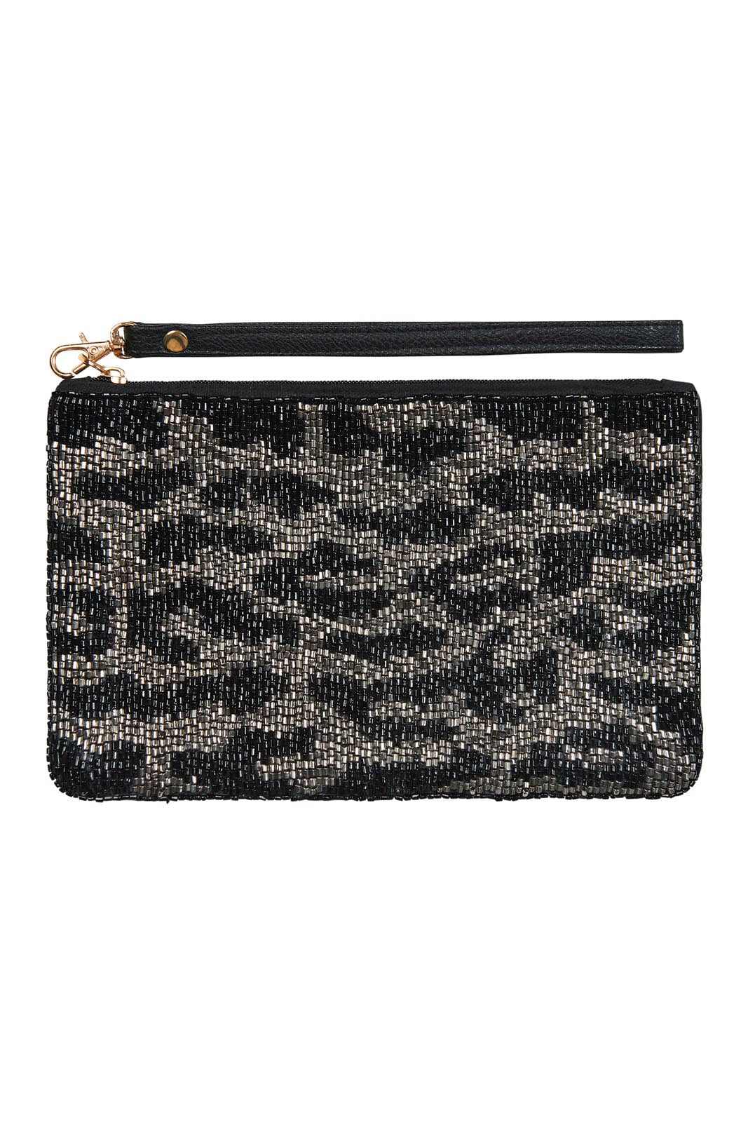 Carrie Clutch - Silver/Black