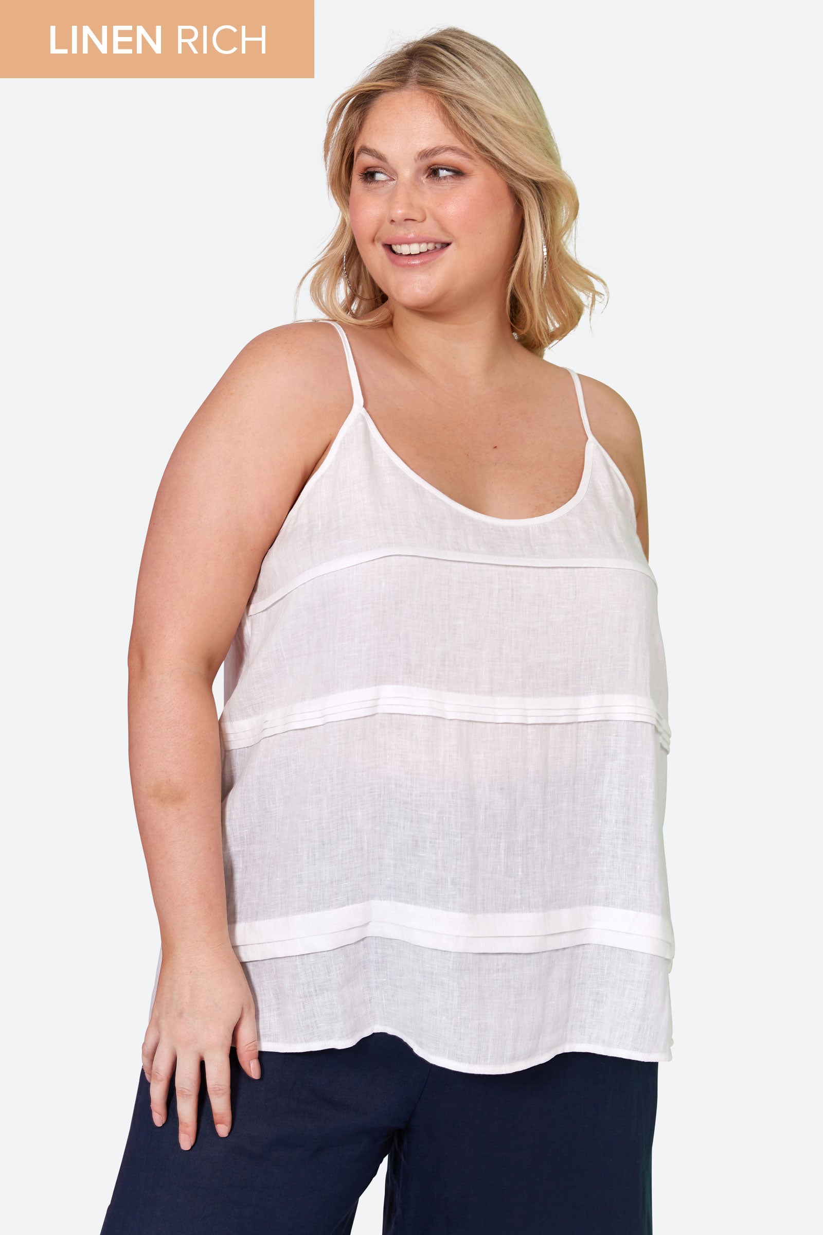 La Vie Tank - Blanc - eb&ive Clothing - Top Strappy Linen