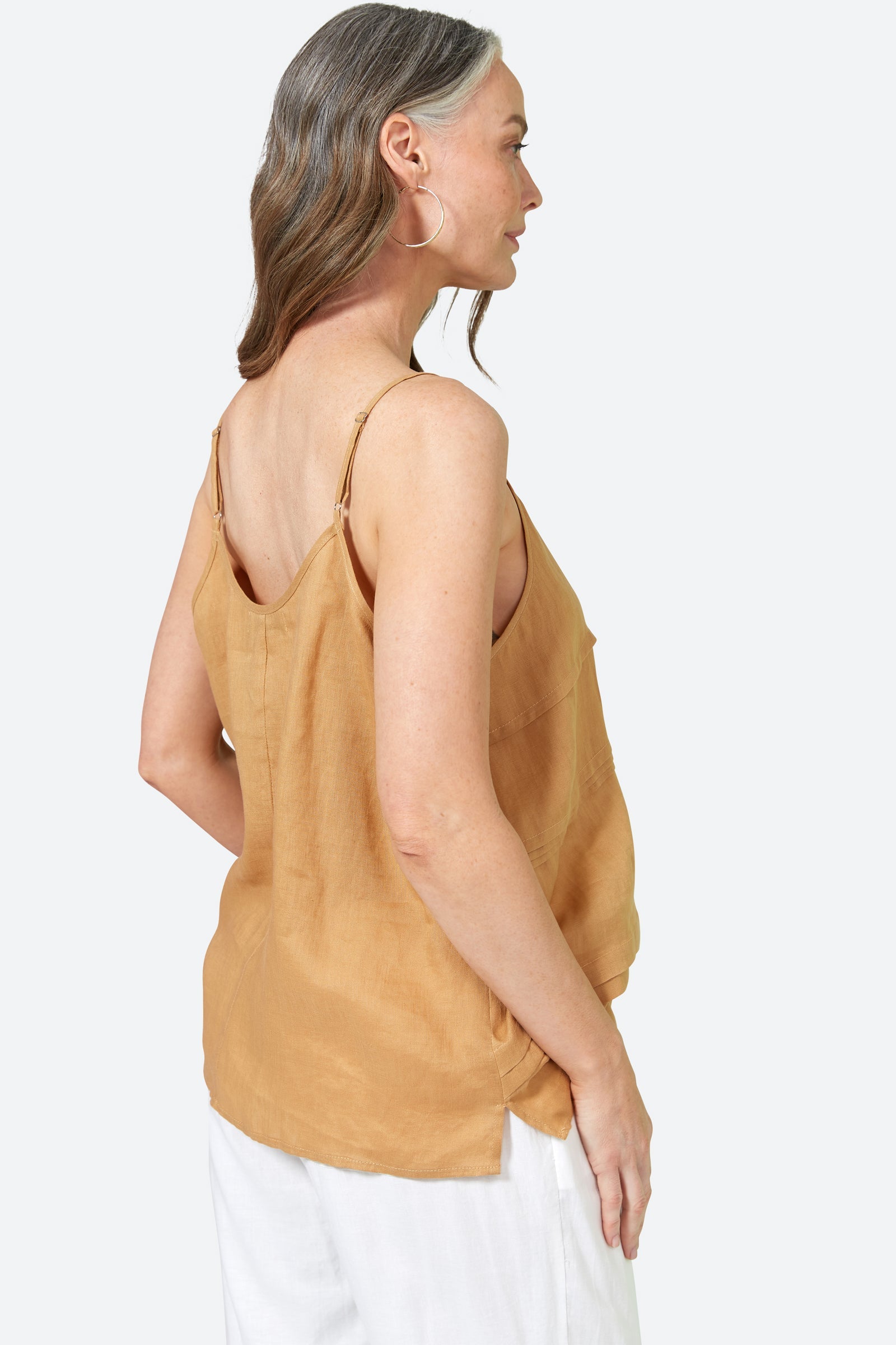 La Vie Tank - Caramel - eb&ive Clothing - Top Strappy Linen