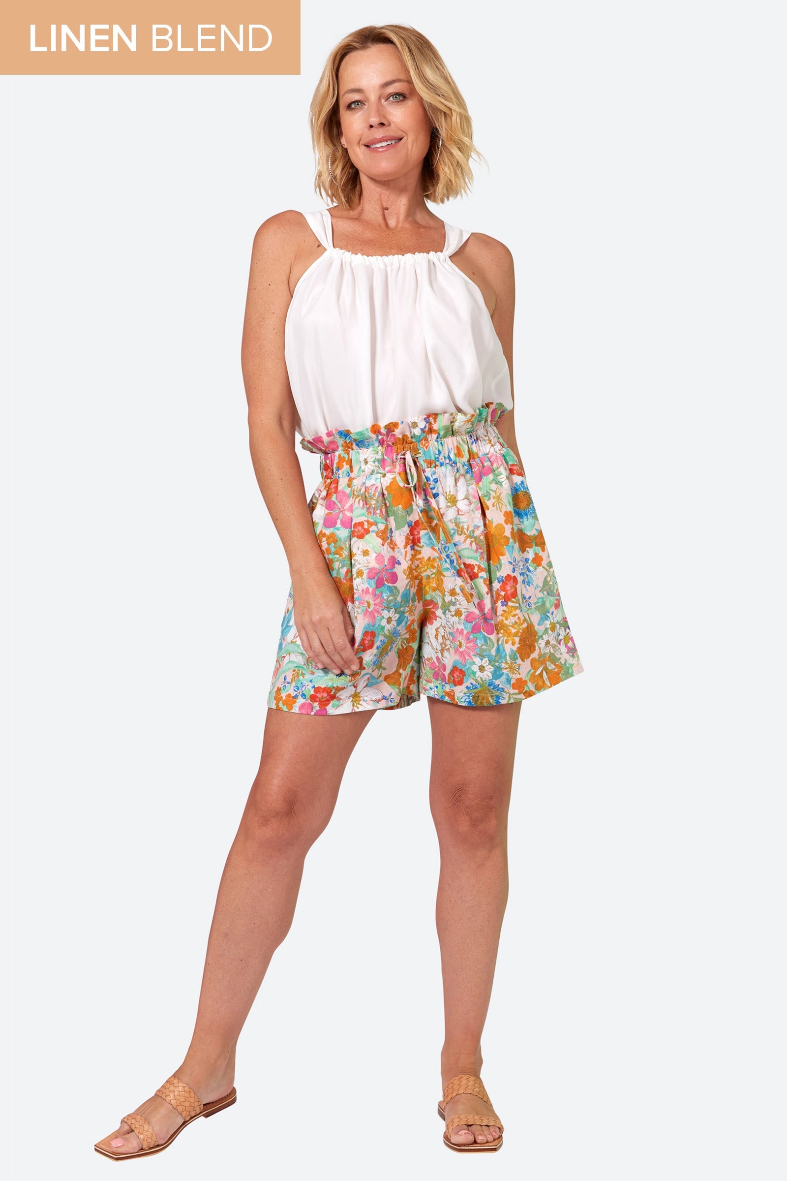 Verve Short - Pink Flourish - eb&ive Clothing - Short Linen