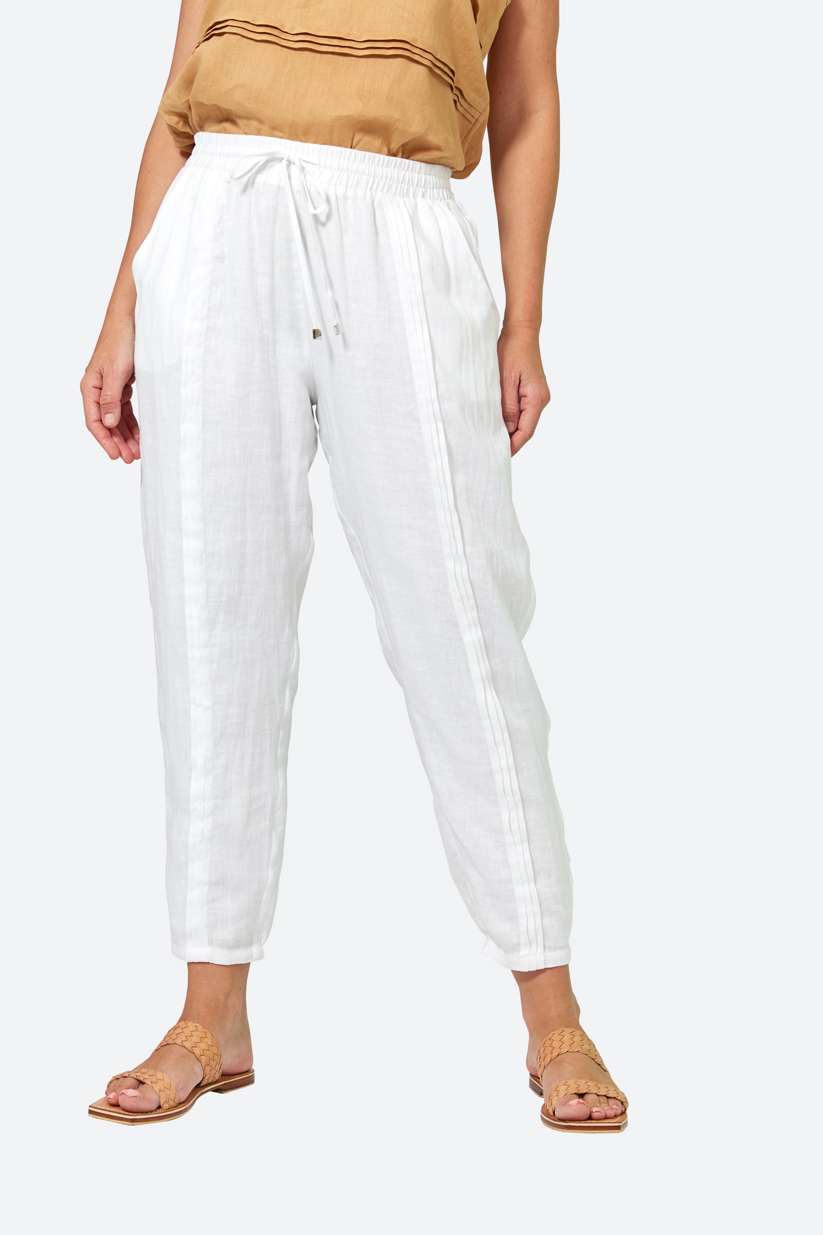 La Vie Pintuck Pant - Blanc - eb&ive Clothing - Pant Relaxed Linen