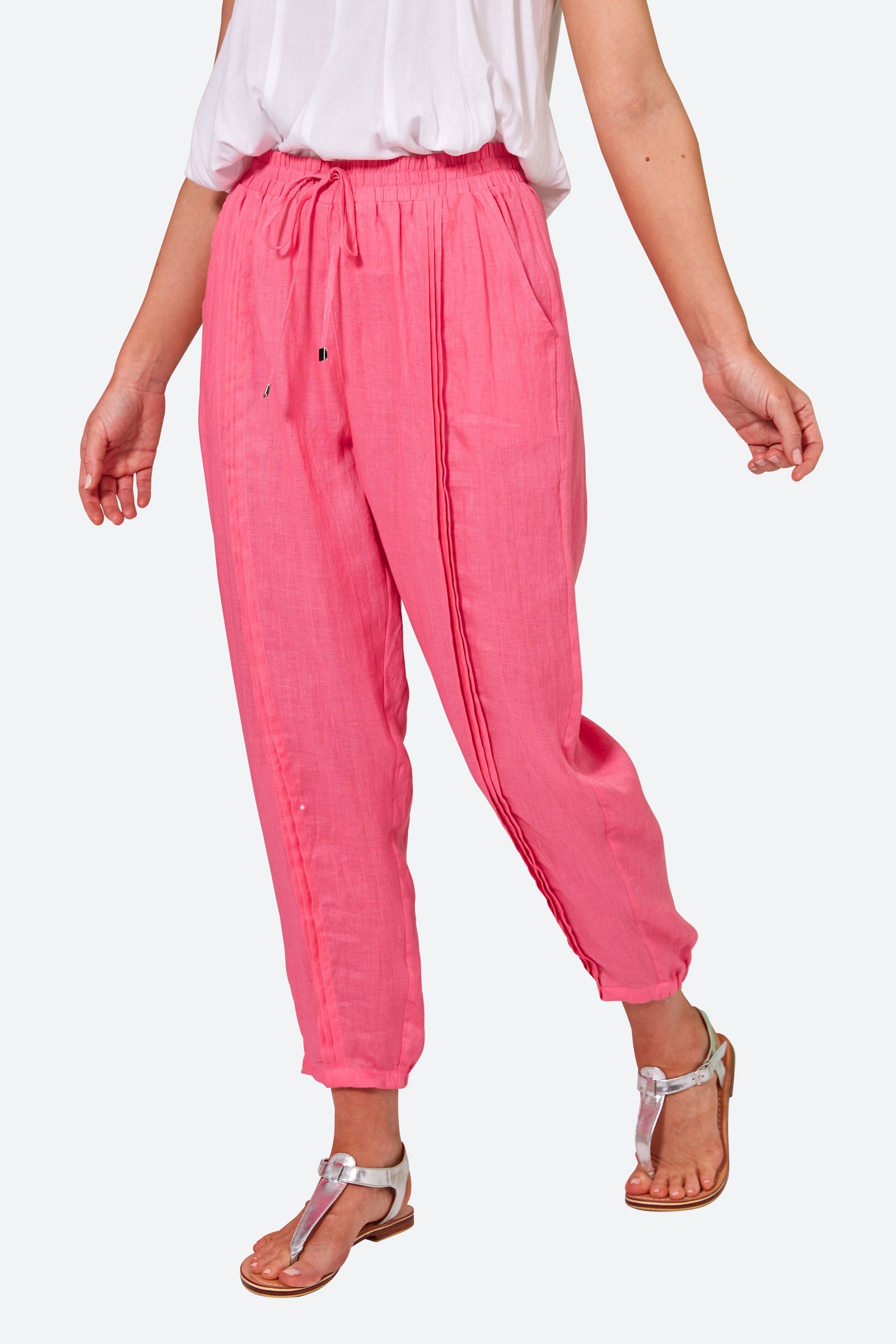 La Vie Pintuck Pant - Candy - eb&ive Clothing - Pant Relaxed Linen