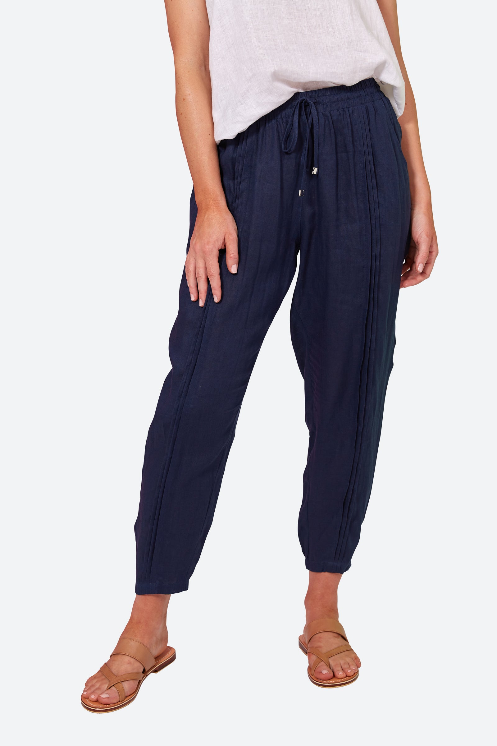 La Vie Pintuck Pant - Sapphire - eb&ive Clothing - Pant Relaxed Linen