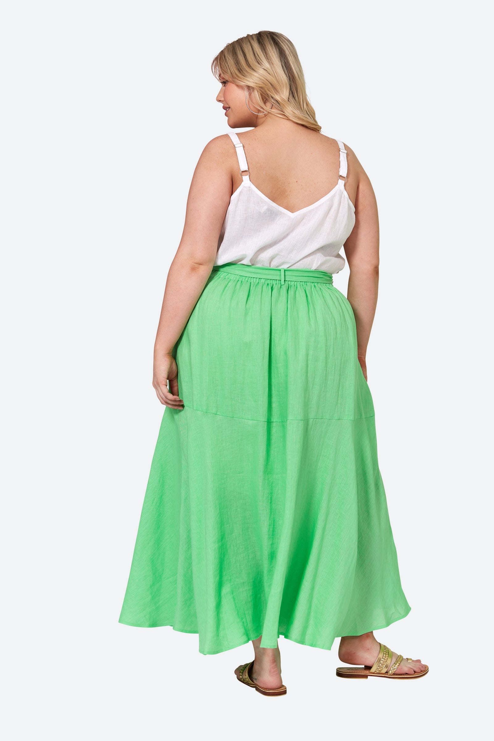 La Vie Wrap Skirt - Kiwi - eb&ive Clothing - Skirt Mid Linen