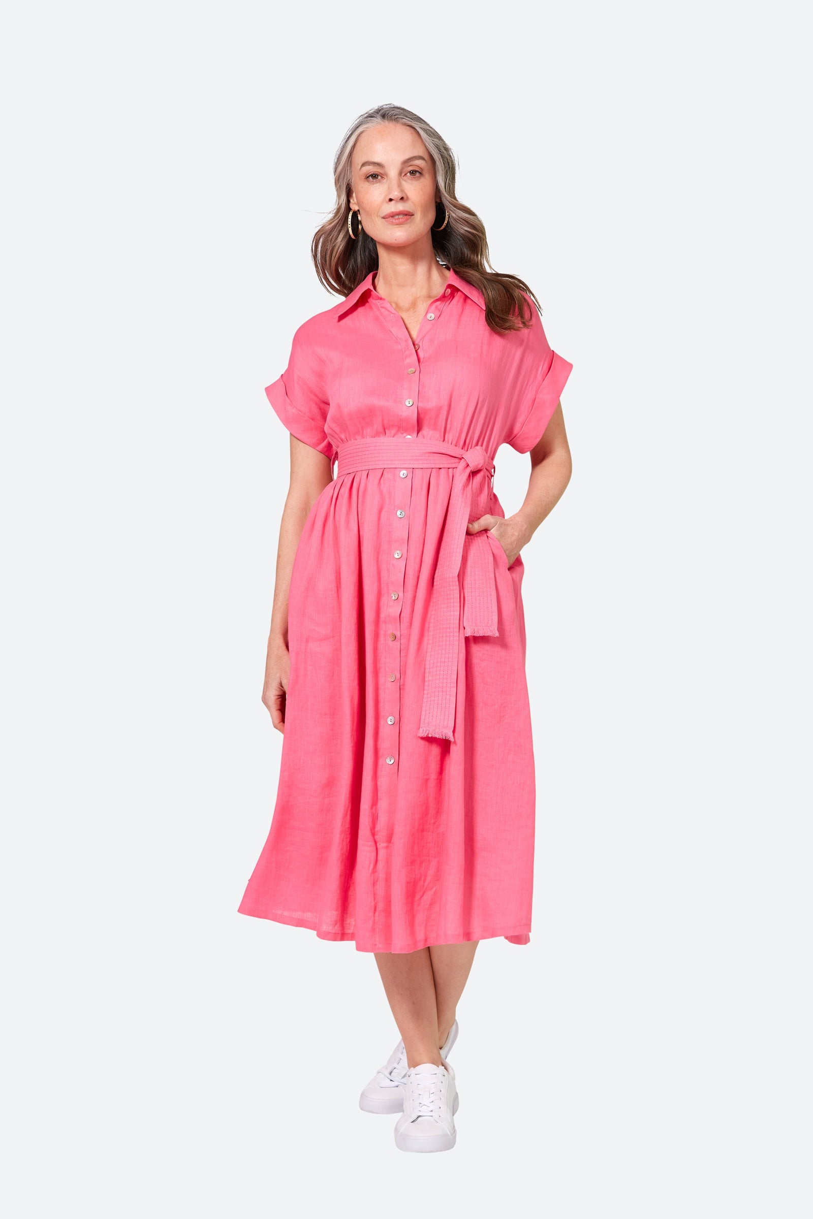 La Vie Shirt Dress - Candy - eb&ive Clothing - Shirt Dress Maxi Linen