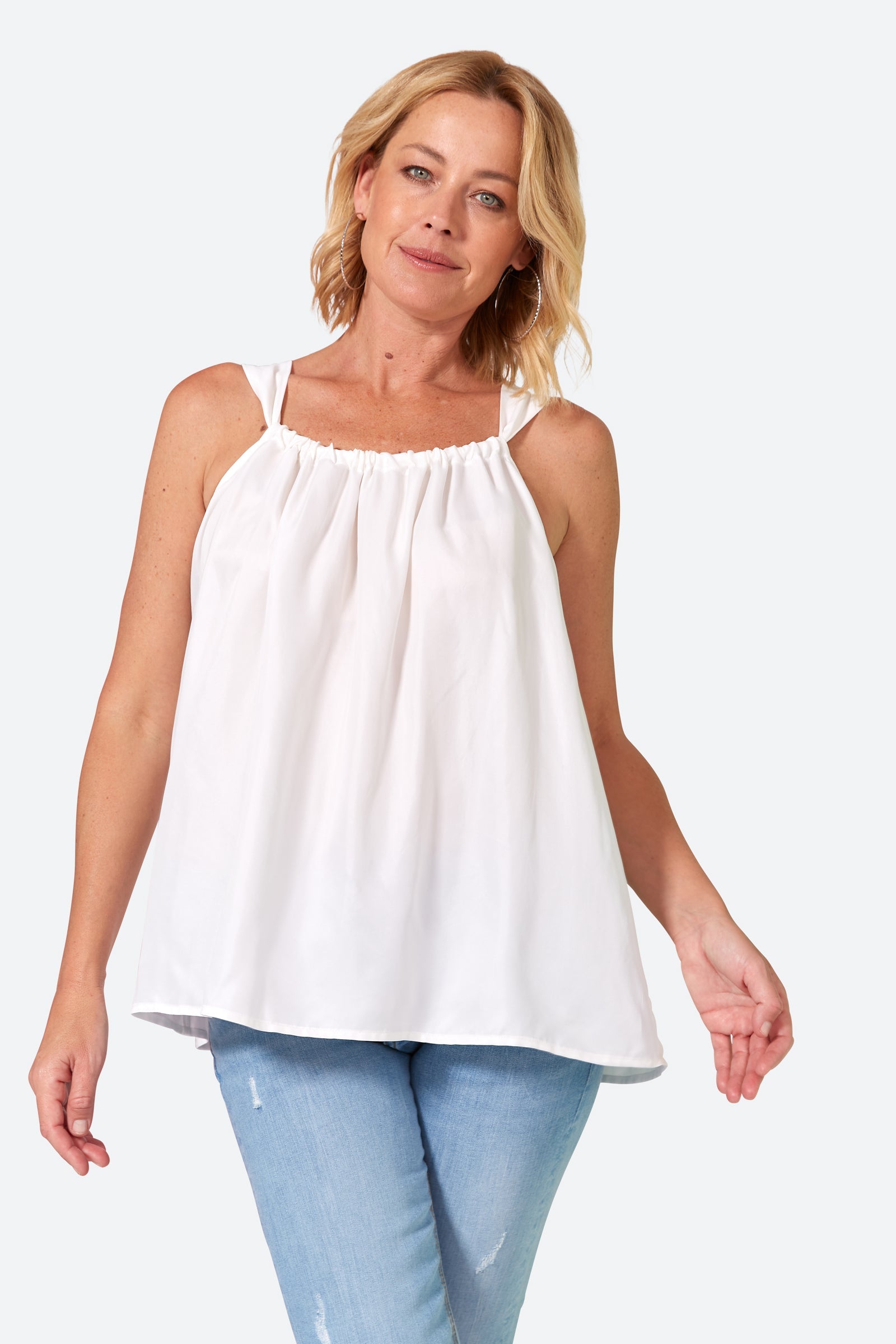 Elixir Tank - Blanc - eb&ive Clothing - Top Strappy Cupro