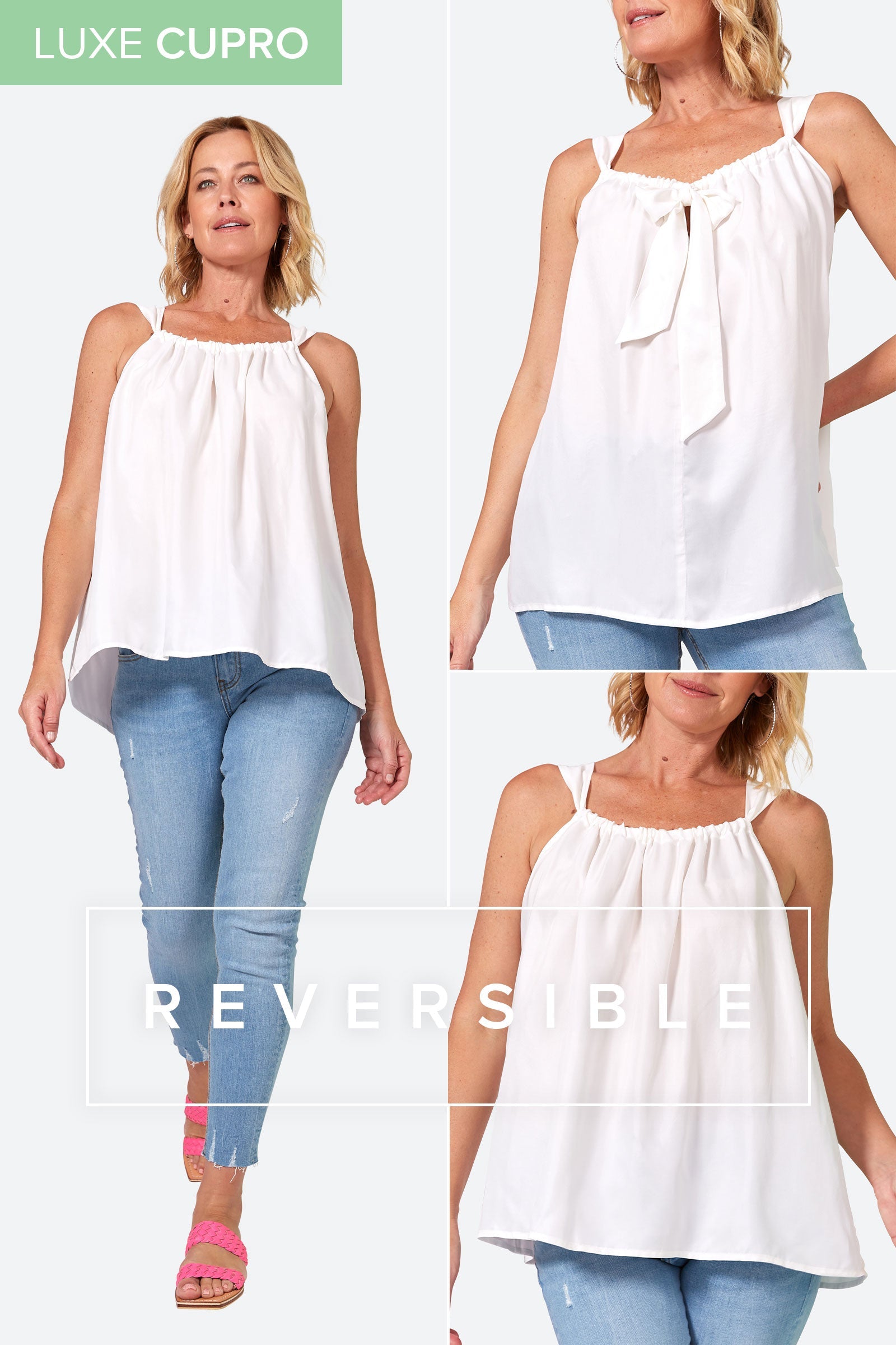 Elixir Tank - Blanc - eb&ive Clothing - Top Strappy Cupro