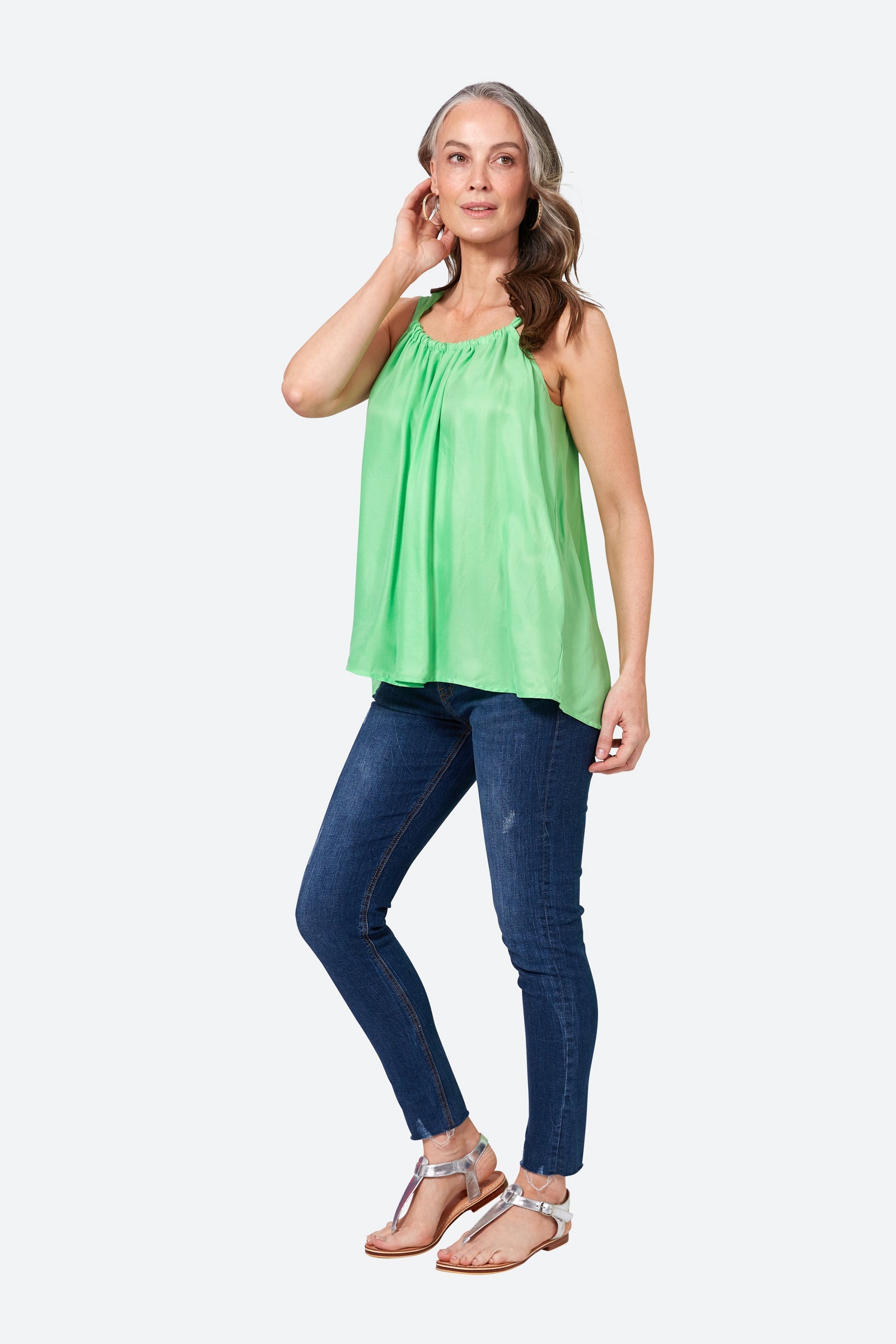 Elixir Tank - Kiwi - eb&ive Clothing - Top Strappy Cupro