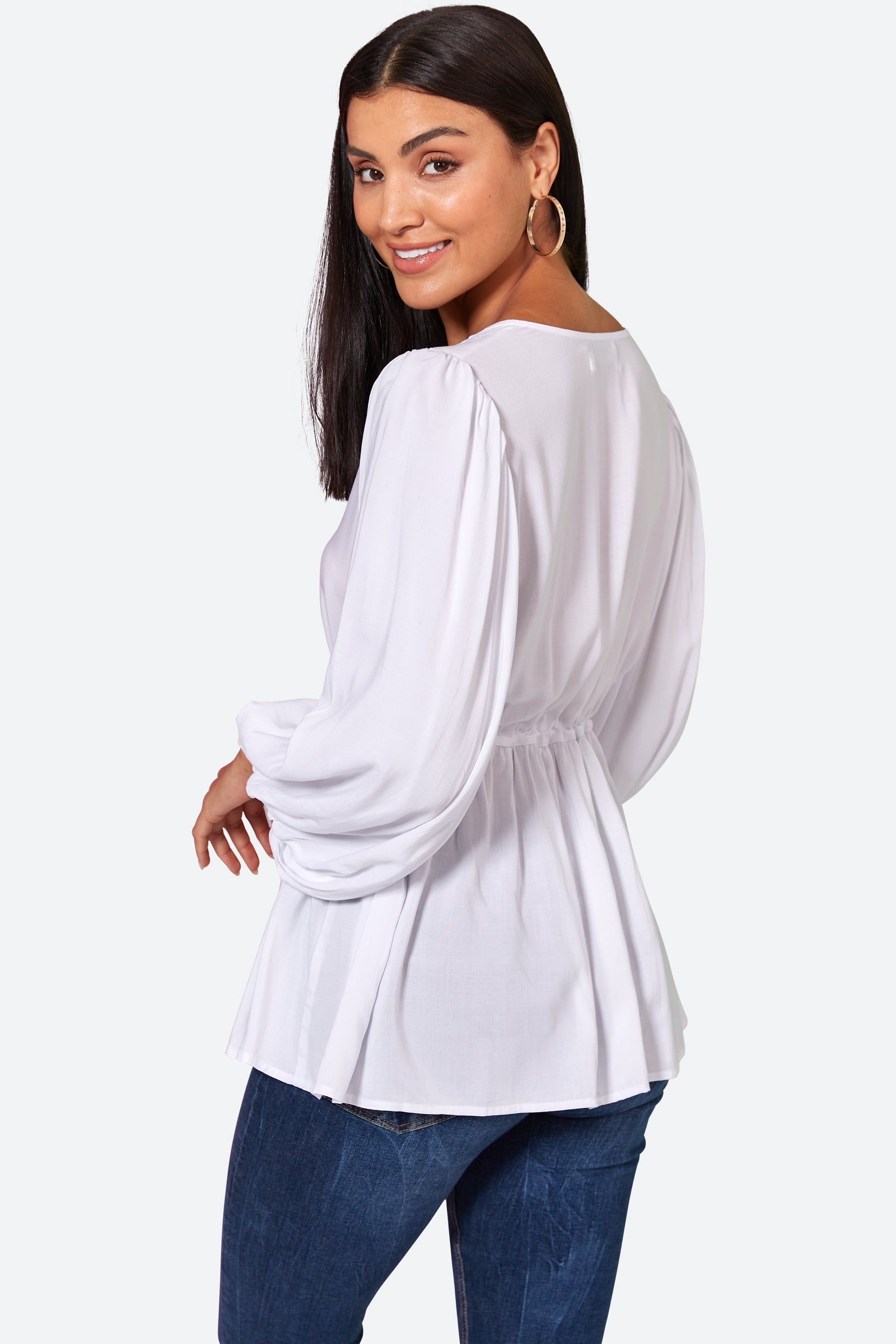 Esprit Tie Top - Blanc - eb&ive Clothing - Top 3/4 Sleeve