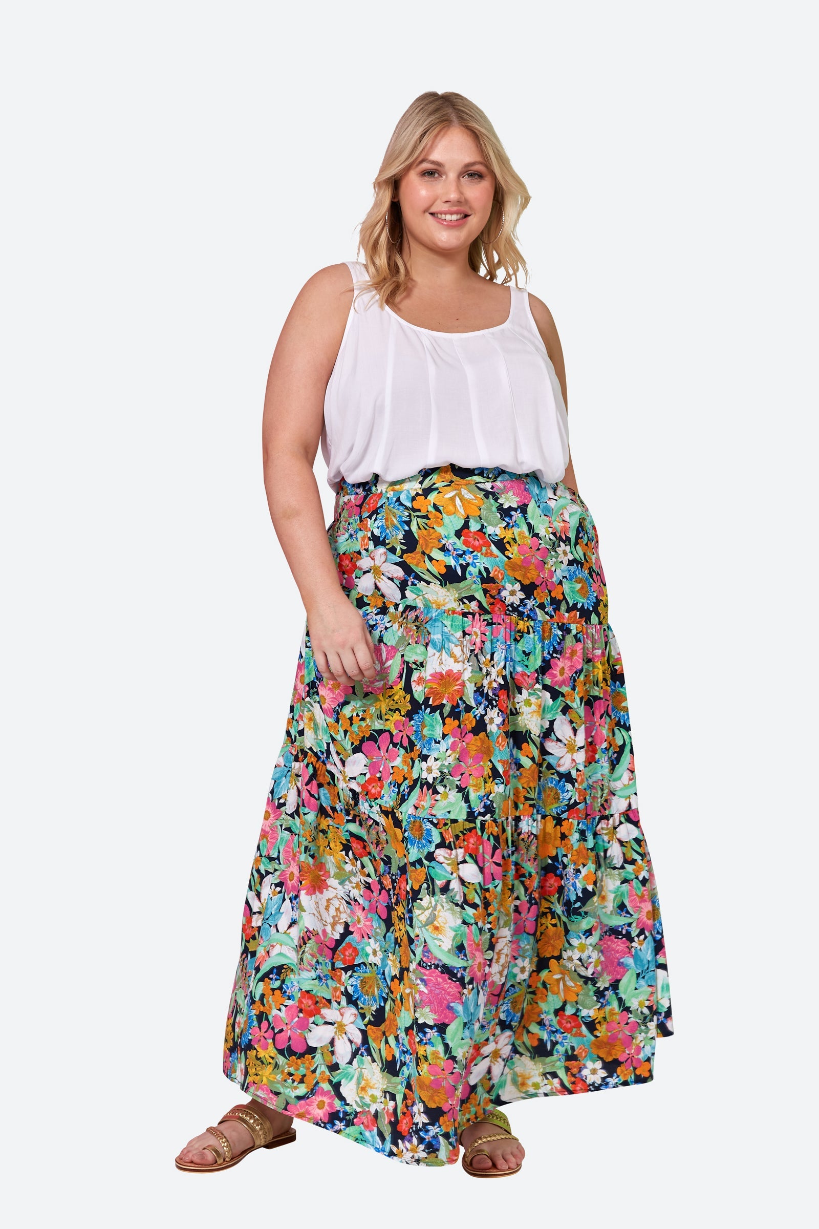 Esprit Maxi Skirt - Navy Flourish - eb&ive Clothing - Skirt Maxi