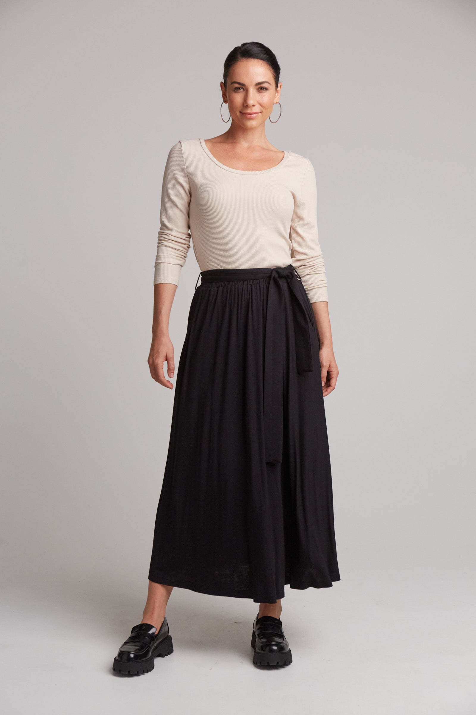 Studio Jersey Tie Skirt - Ebony