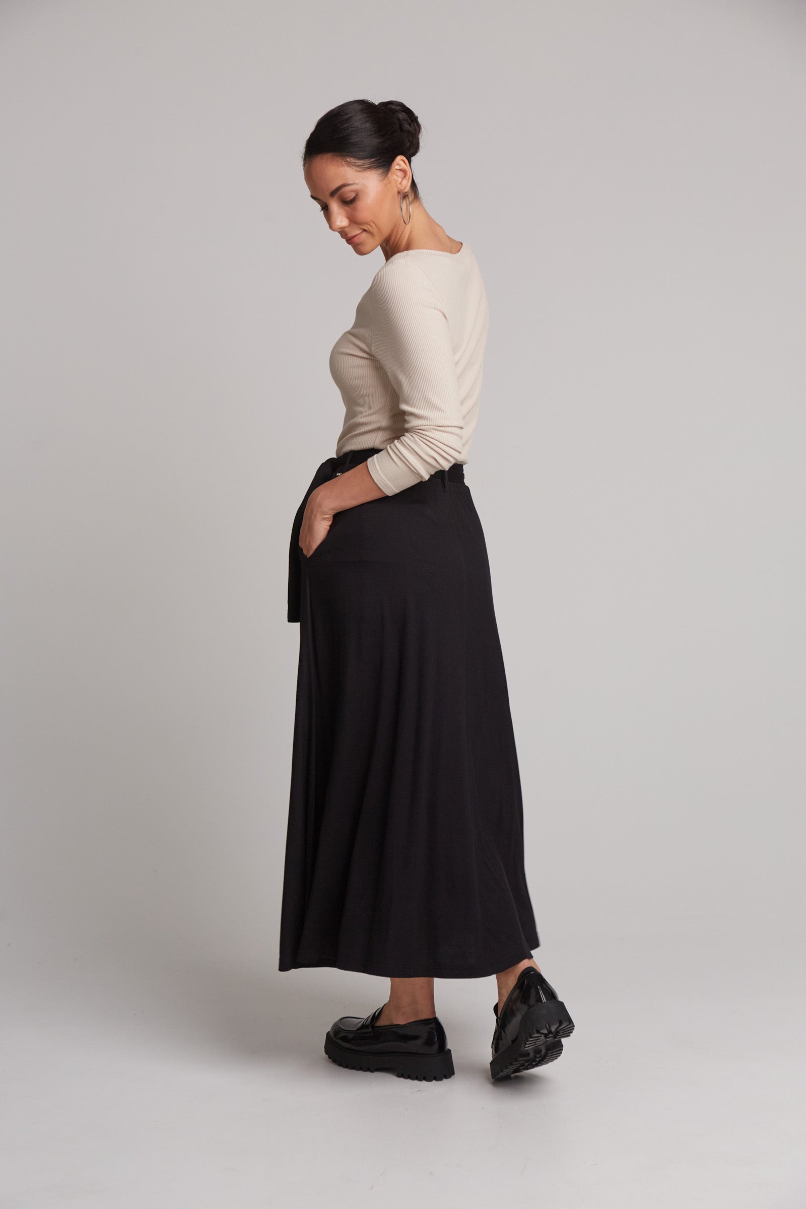 Studio Jersey Tie Skirt - Ebony