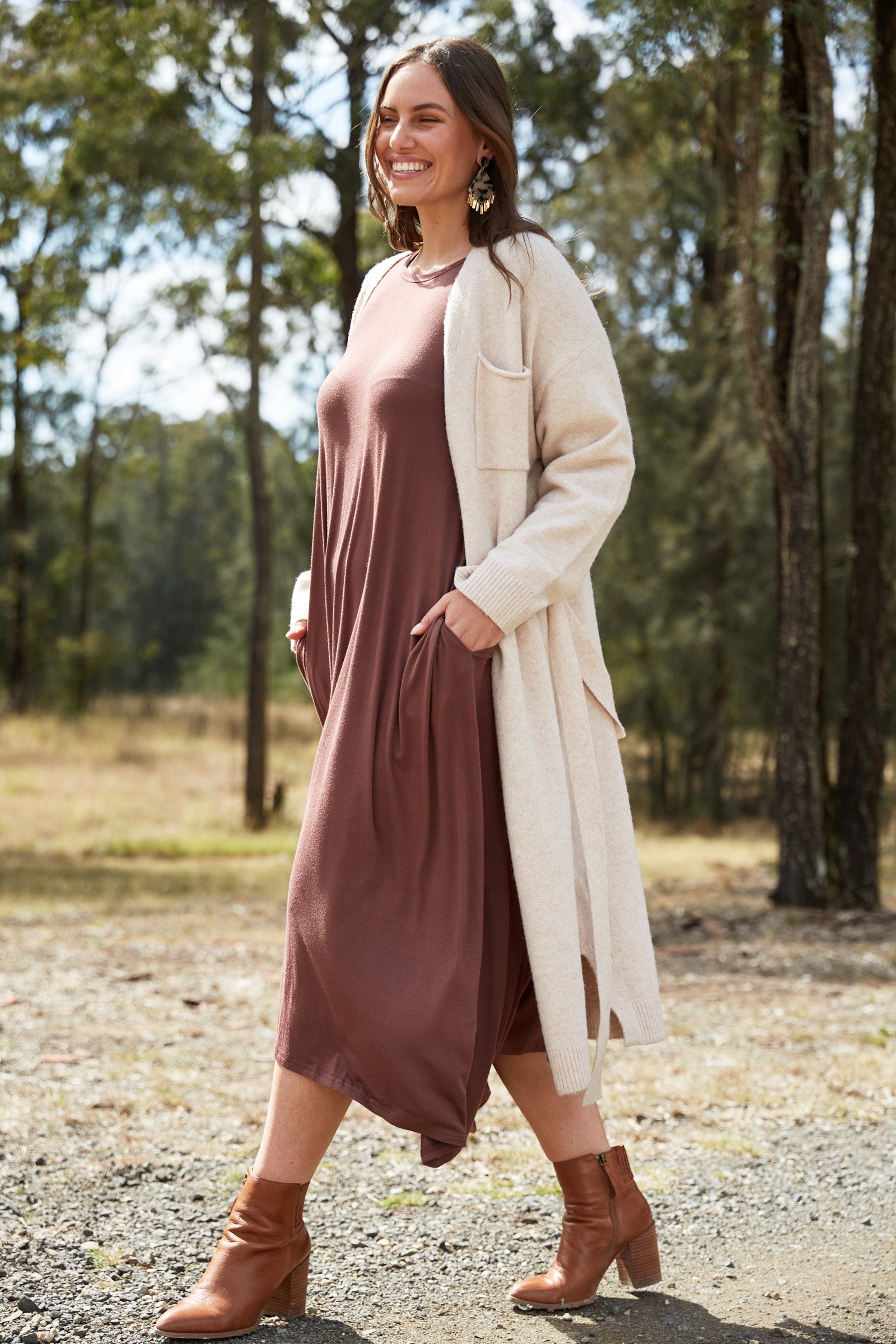 Paarl Longline Cardigan - Oat - eb&ive Clothing - Knit Cardigan Long One Size