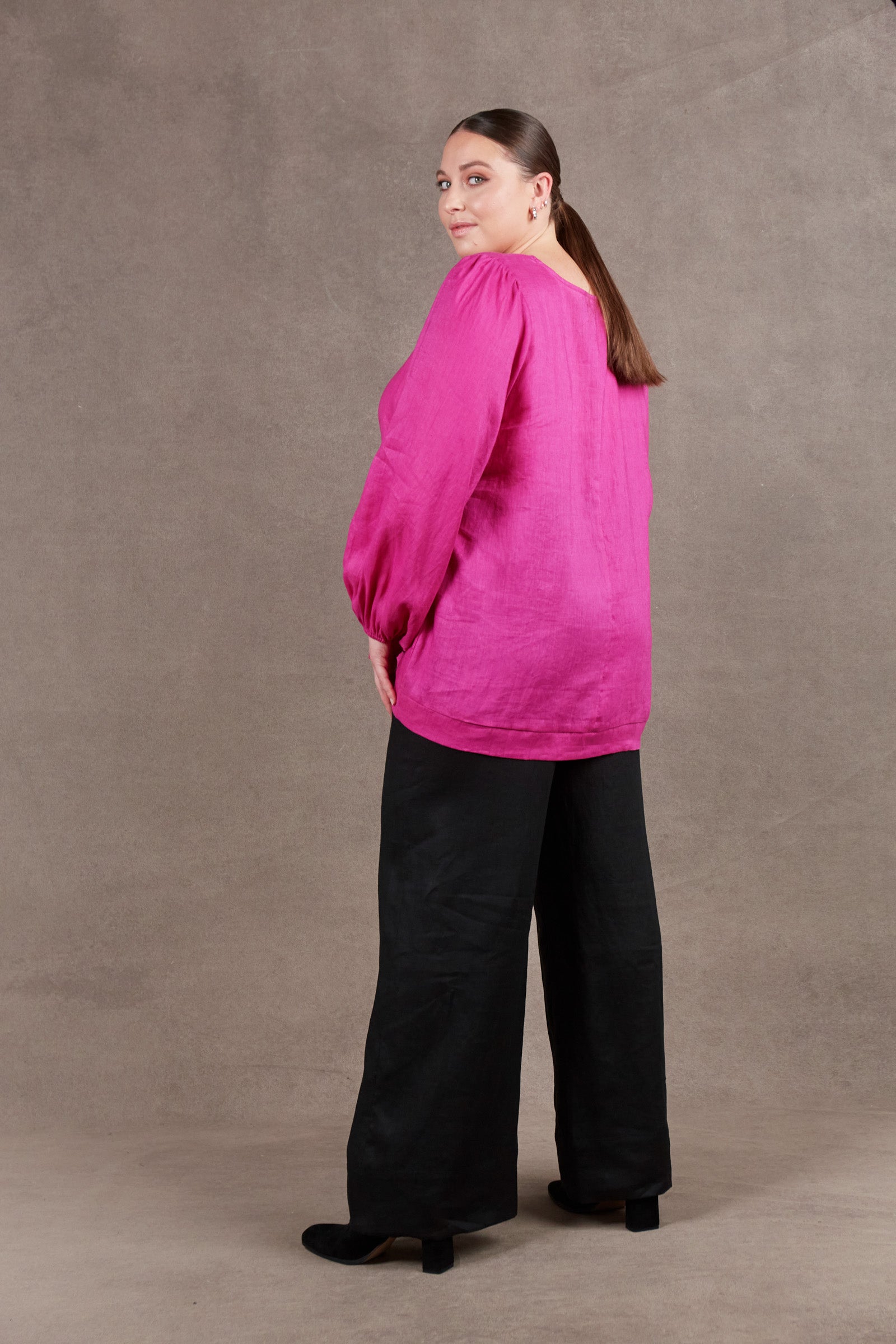 Nama Top - Magenta - eb&ive Clothing - Top L/S Linen