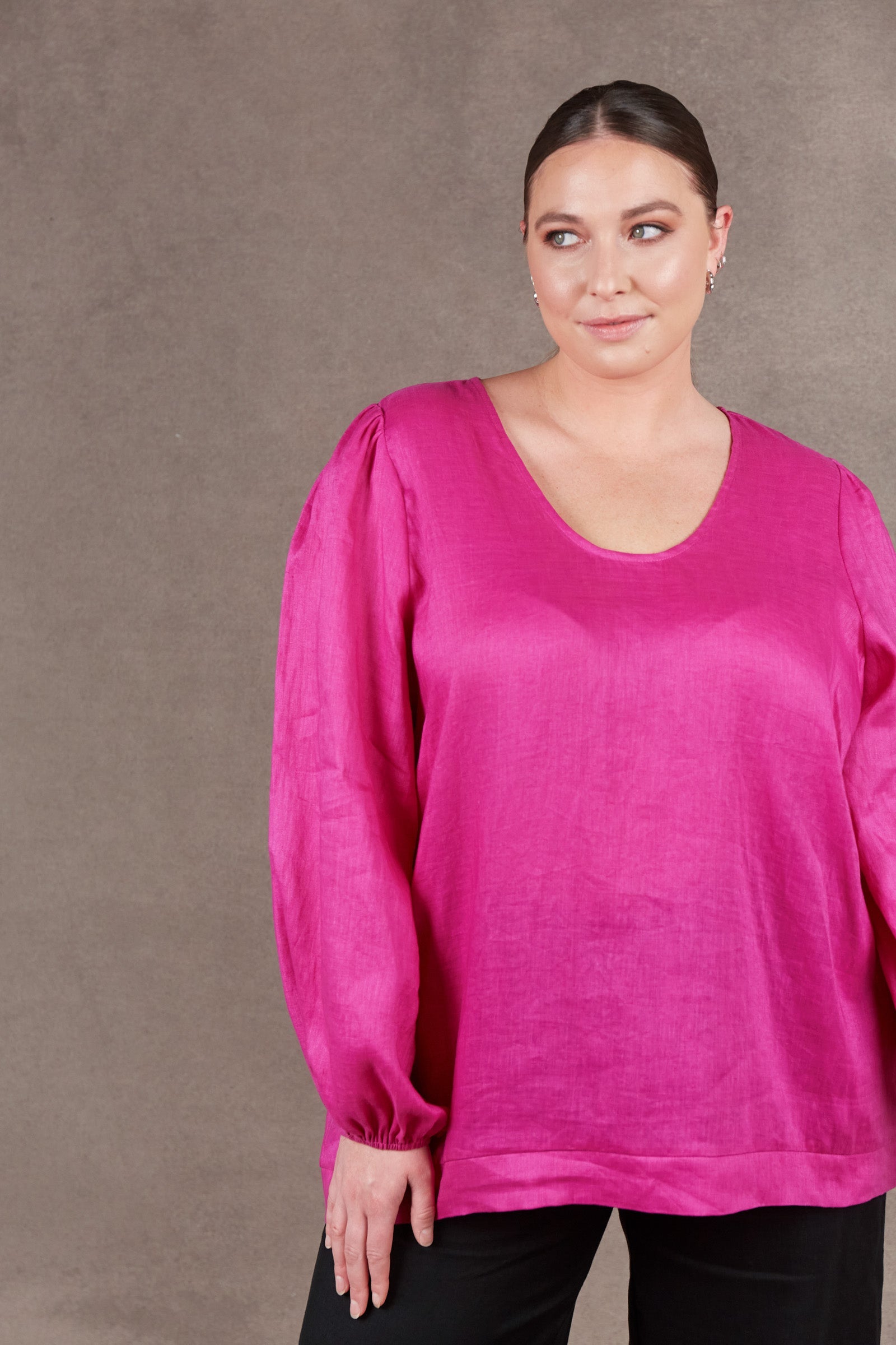 Nama Top - Magenta - eb&ive Clothing - Top L/S Linen