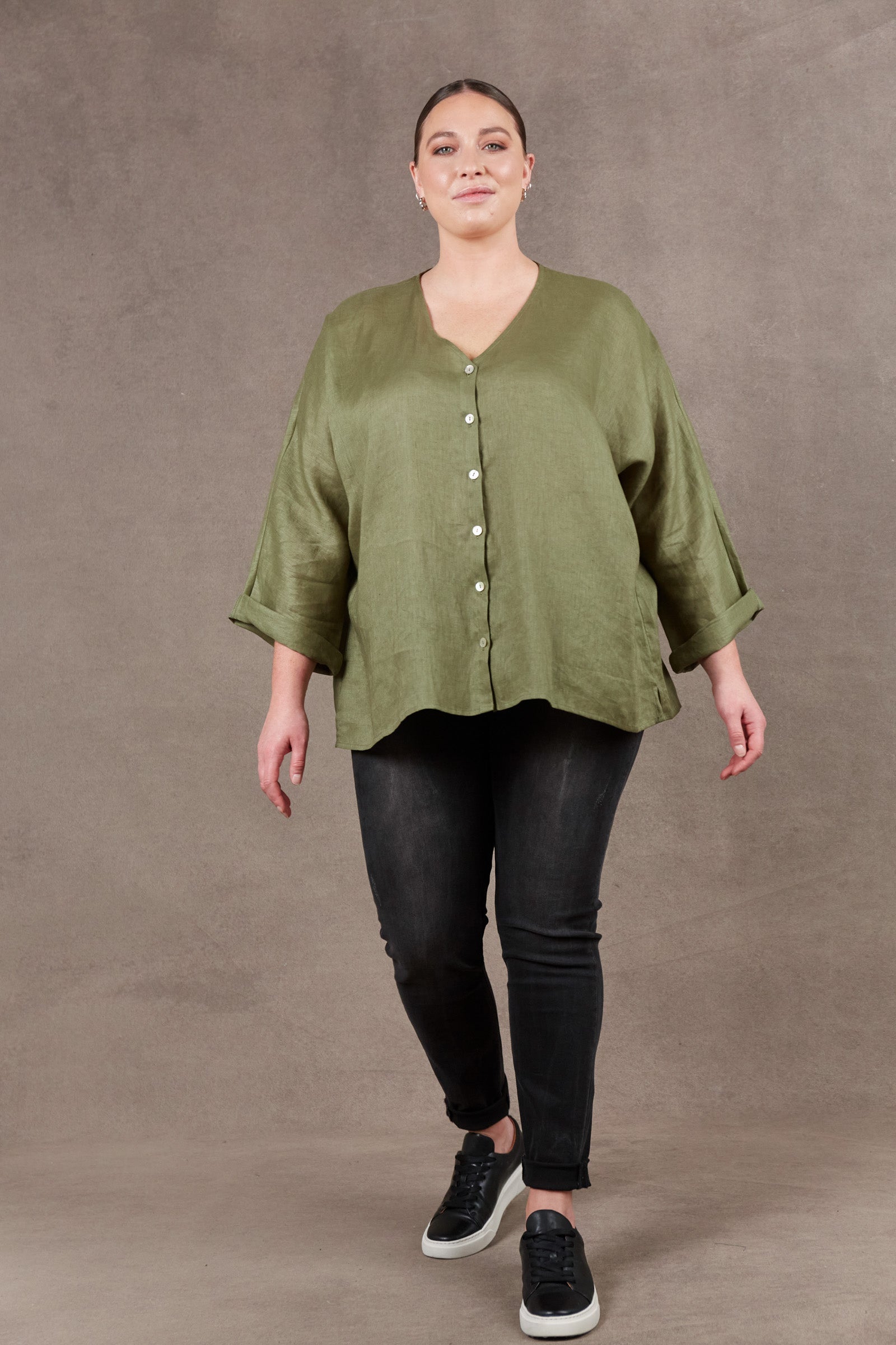 Nama Relax Top - Fern - eb&ive Clothing - Top L/S Linen One Size