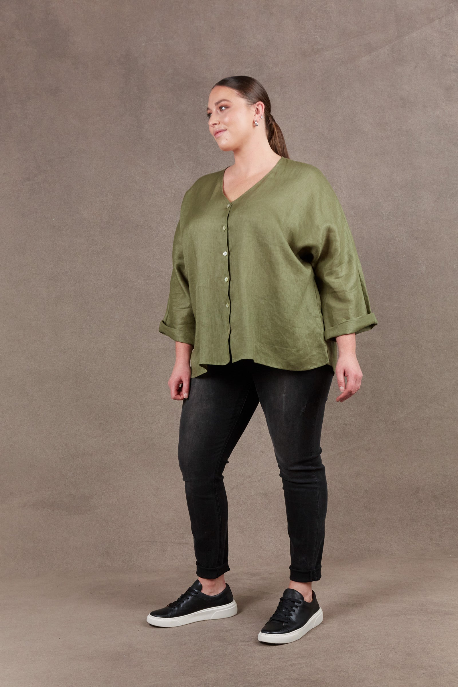 Nama Relax Top - Fern - eb&ive Clothing - Top L/S Linen One Size