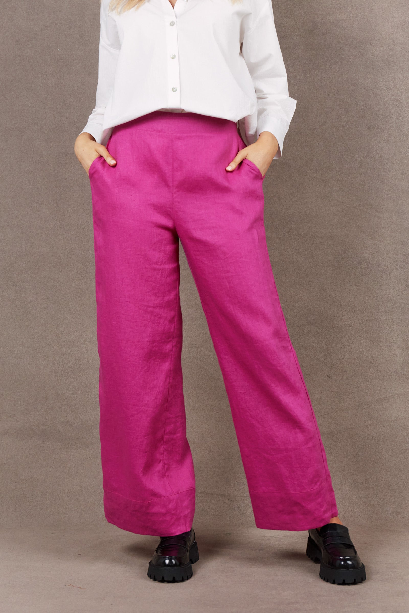 Nama Pant - Magenta - eb&ive Clothing - Pant Relaxed Linen