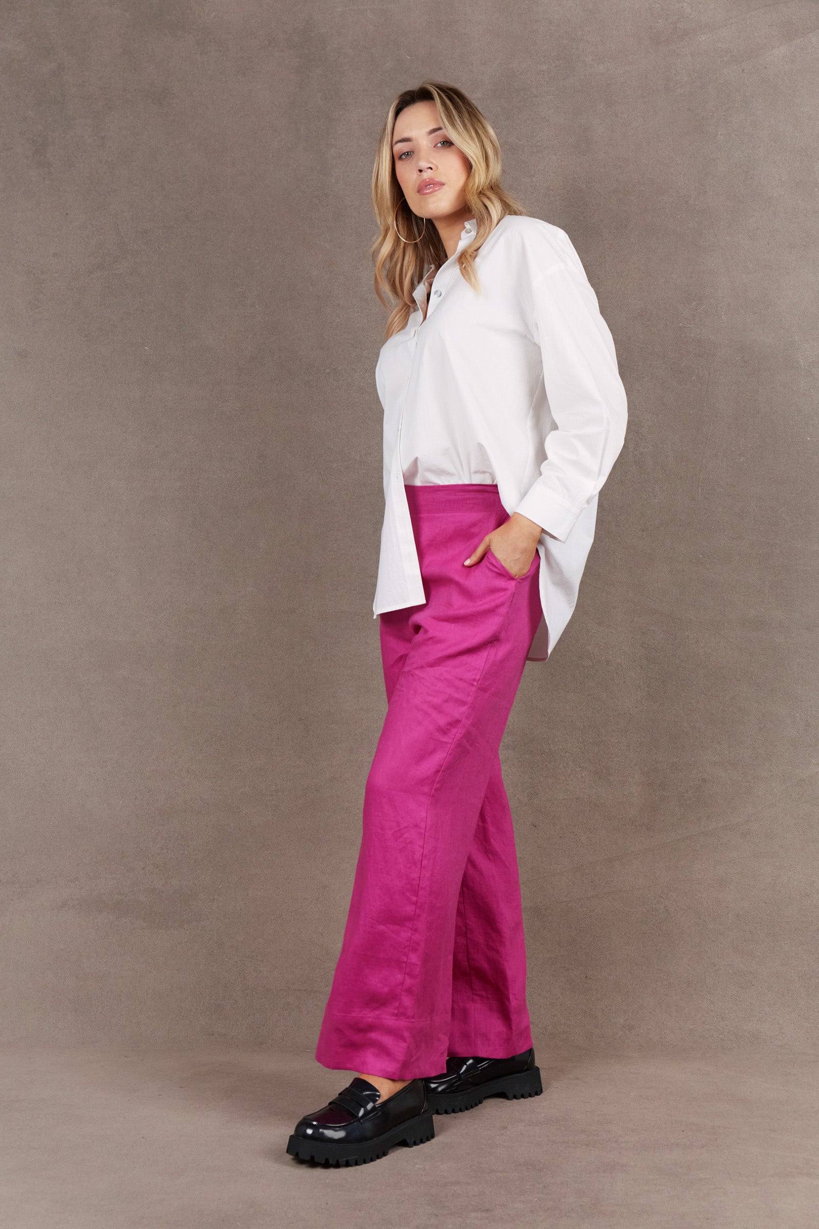 Nama Pant - Magenta - eb&ive Clothing - Pant Relaxed Linen