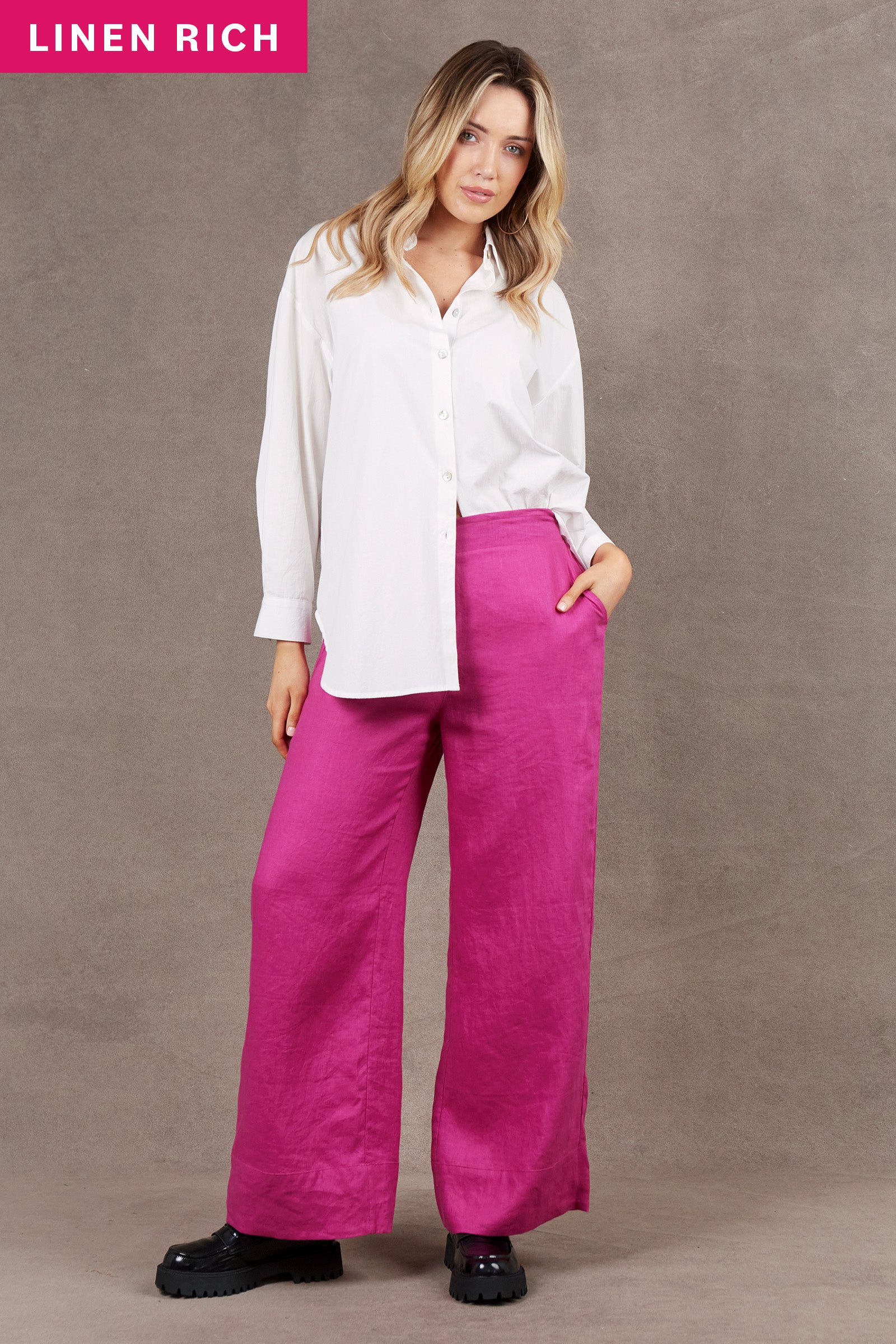 Nama Pant - Magenta - eb&ive Clothing - Pant Relaxed Linen