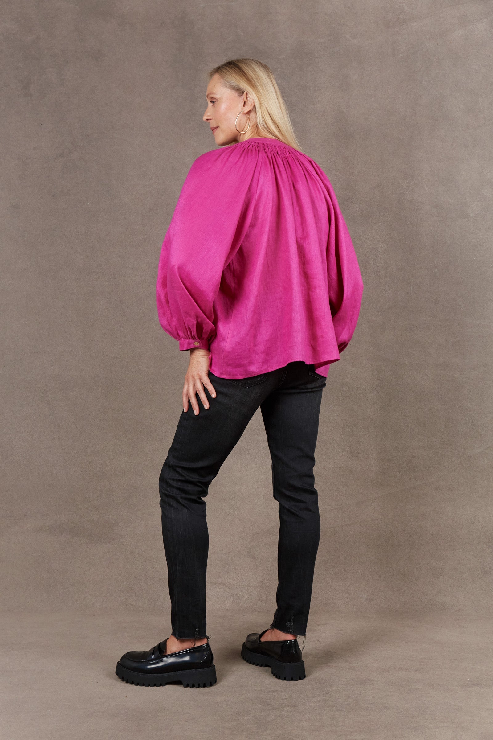 Nama Blouse - Magenta - eb&ive Clothing - Top 3/4 Sleeve Linen