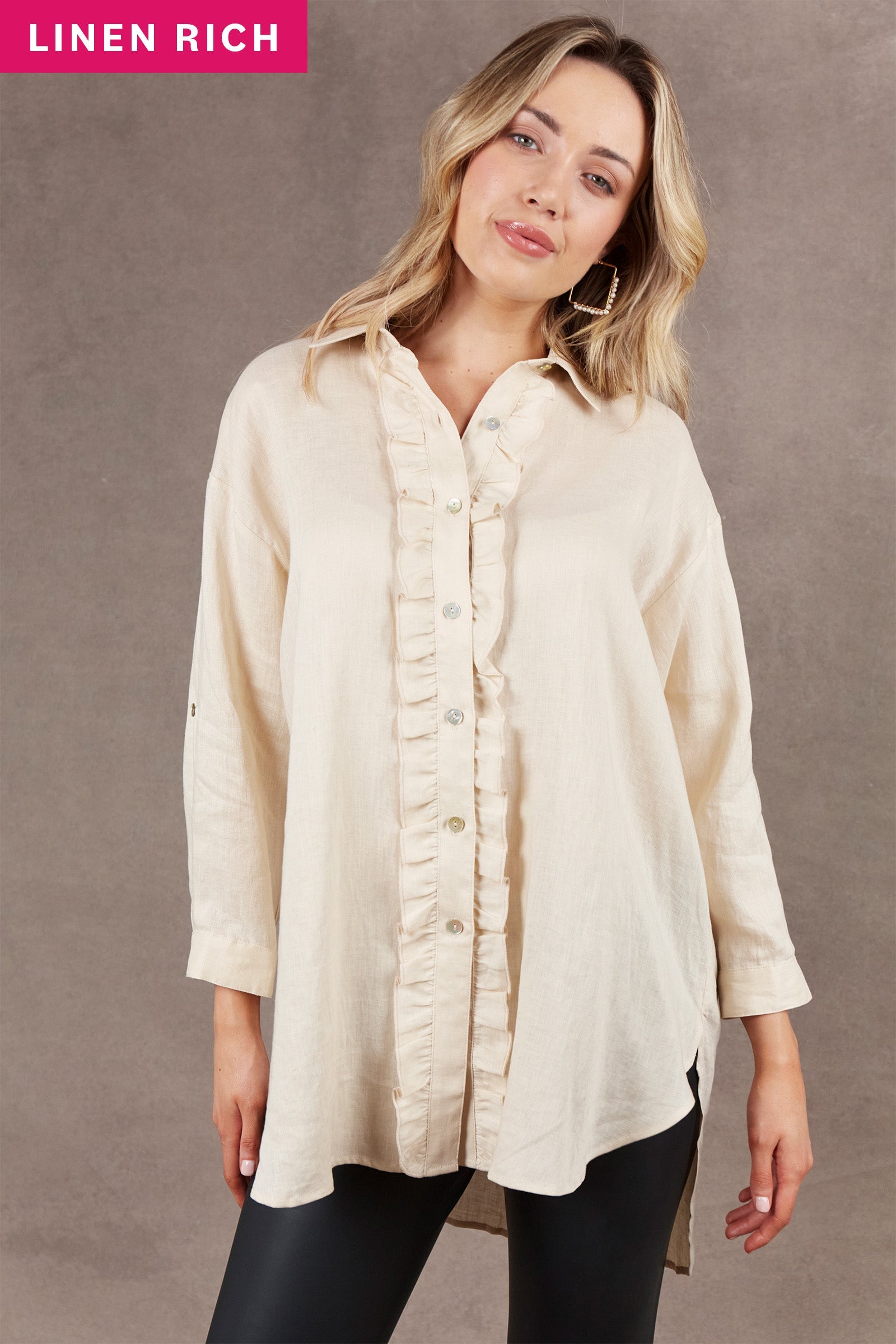 Nama Frill Shirt - Vanilla - eb&ive Clothing - Shirt Linen