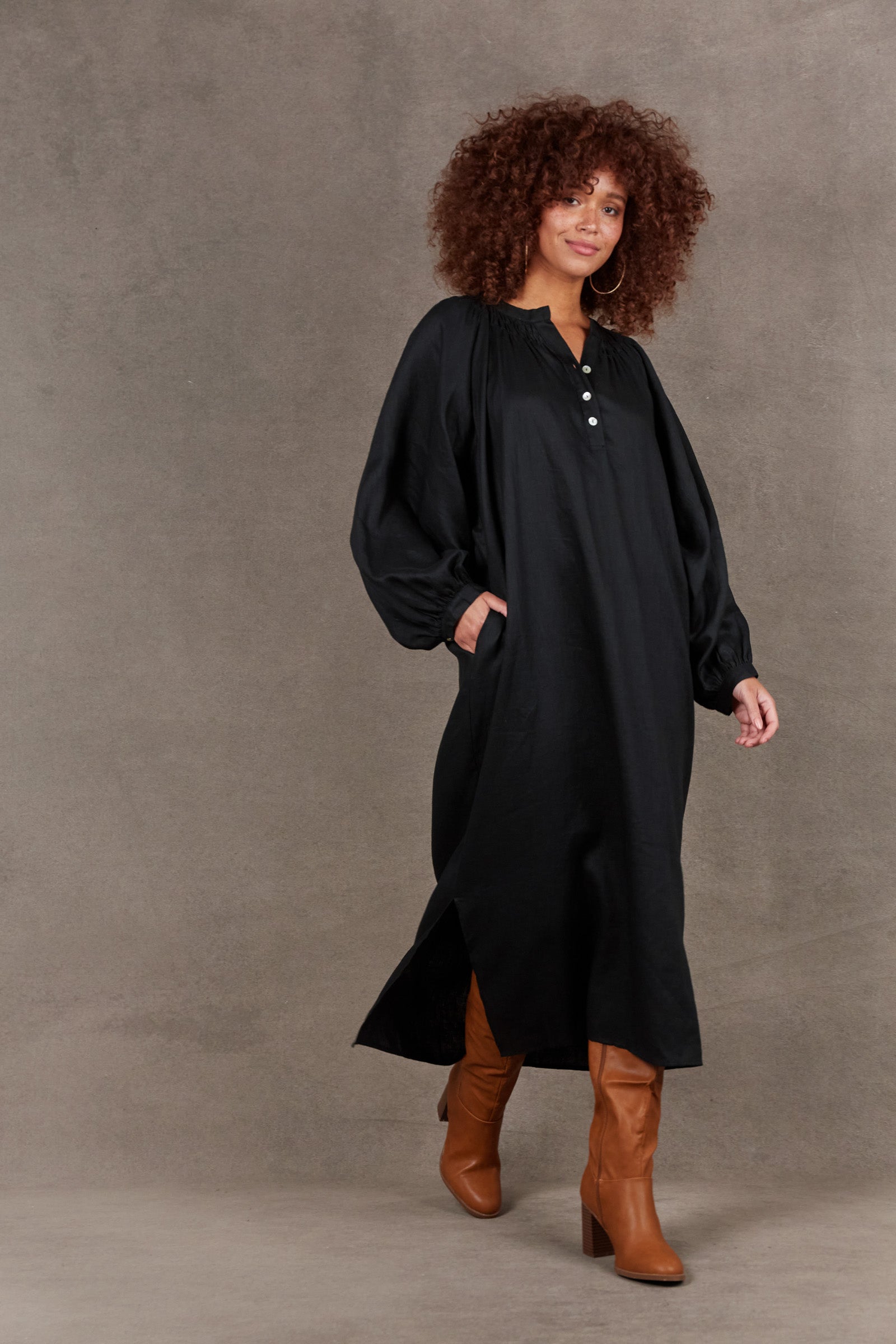 Nama Dress - Ebony - eb&ive Clothing - Dress Maxi Linen