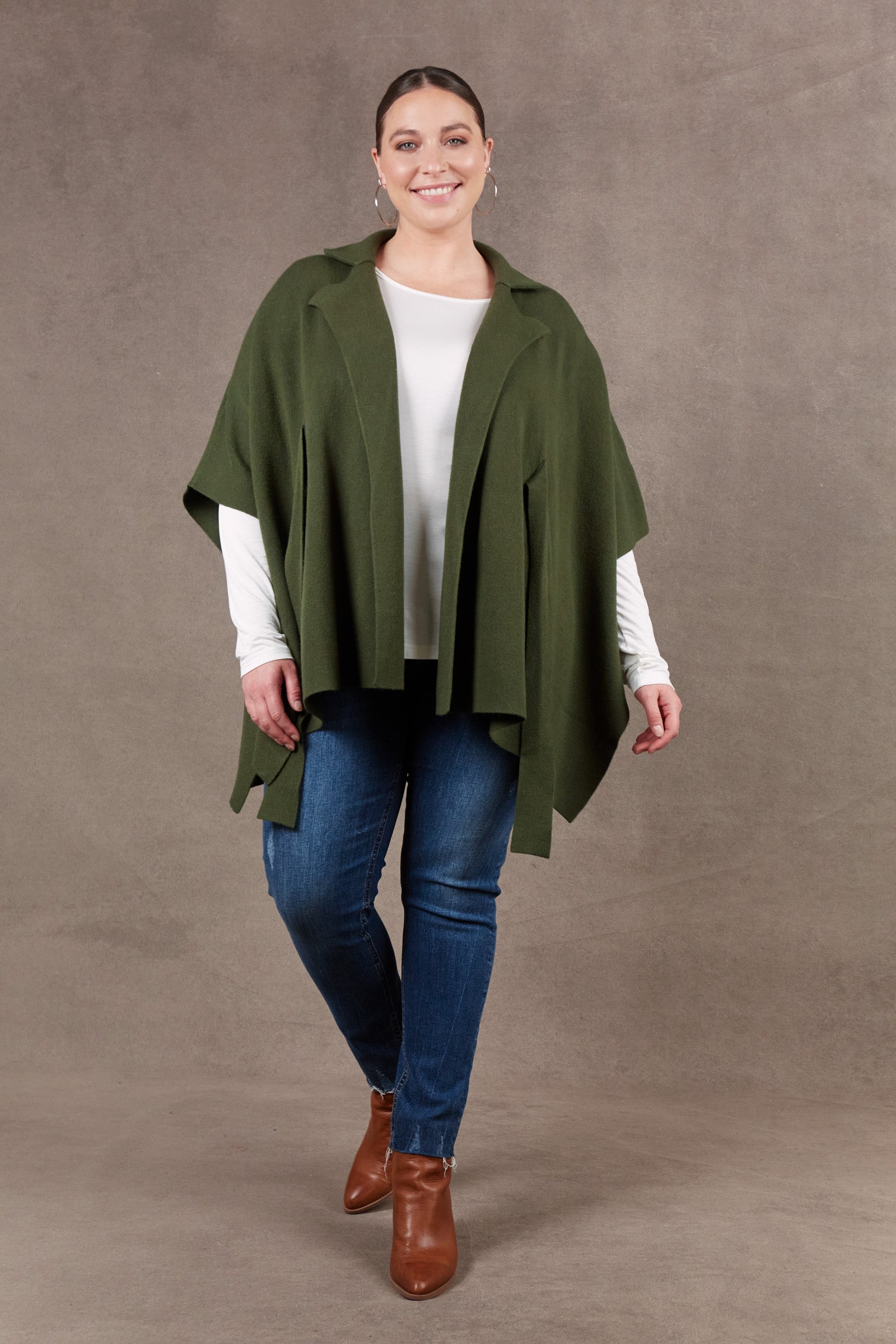 Nawi Cape - Olive - eb&ive Clothing - Knit Cape