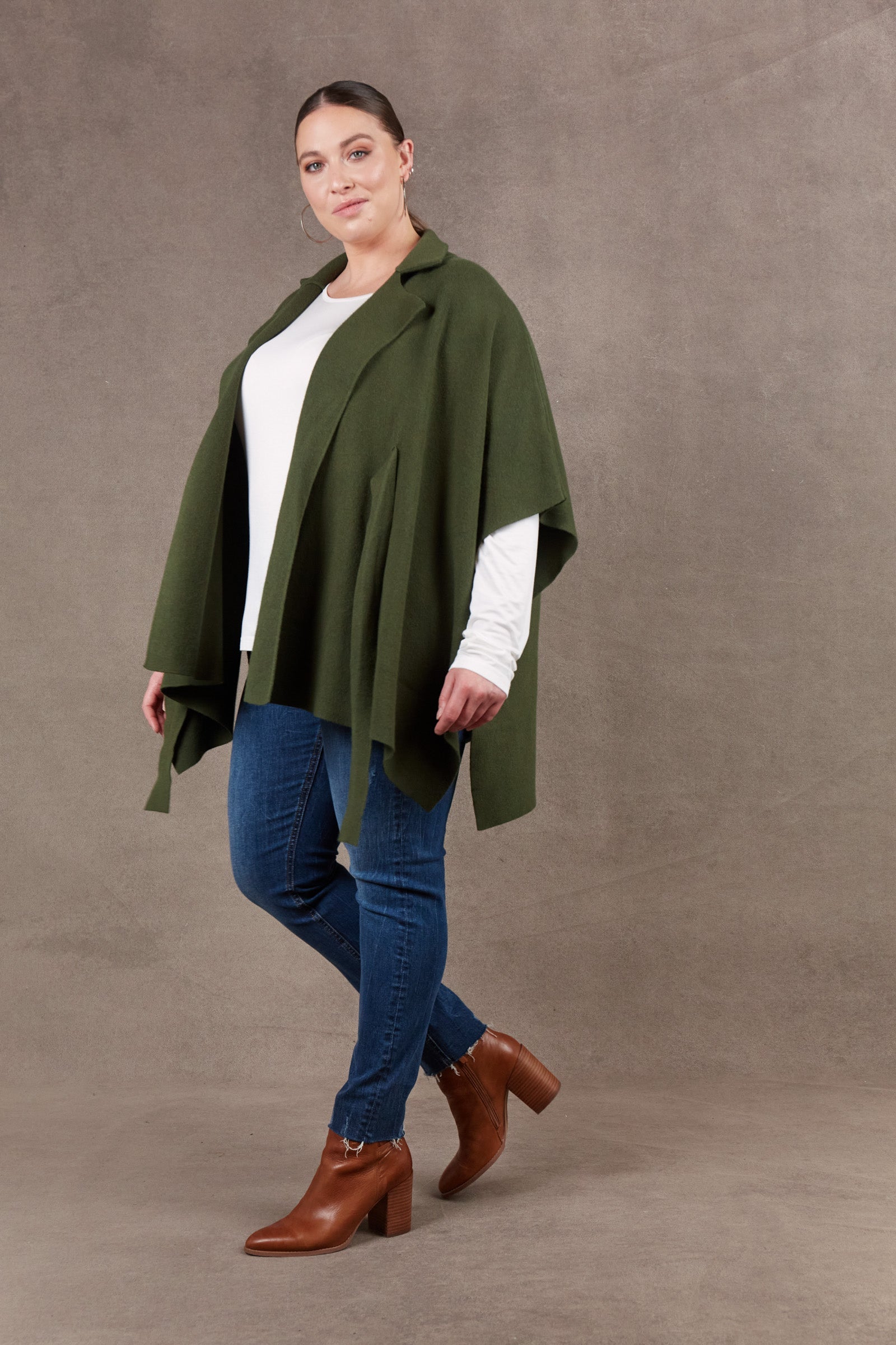 Nawi Cape - Olive - eb&ive Clothing - Knit Cape