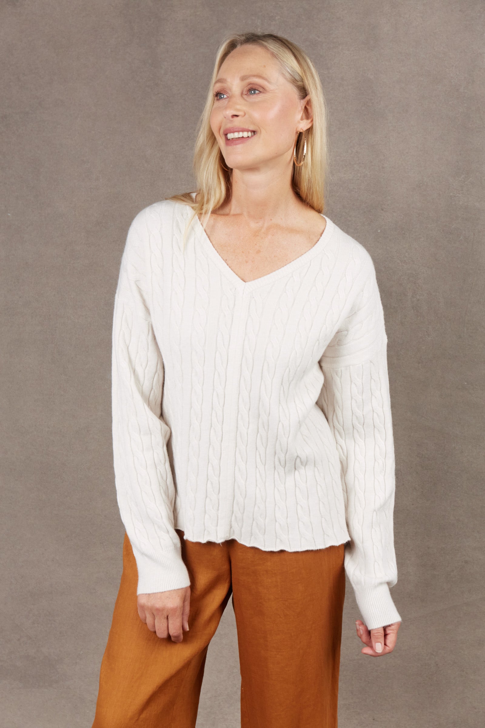 Alawa Cable Knit - Malt - eb&ive Clothing - Knit Jumper