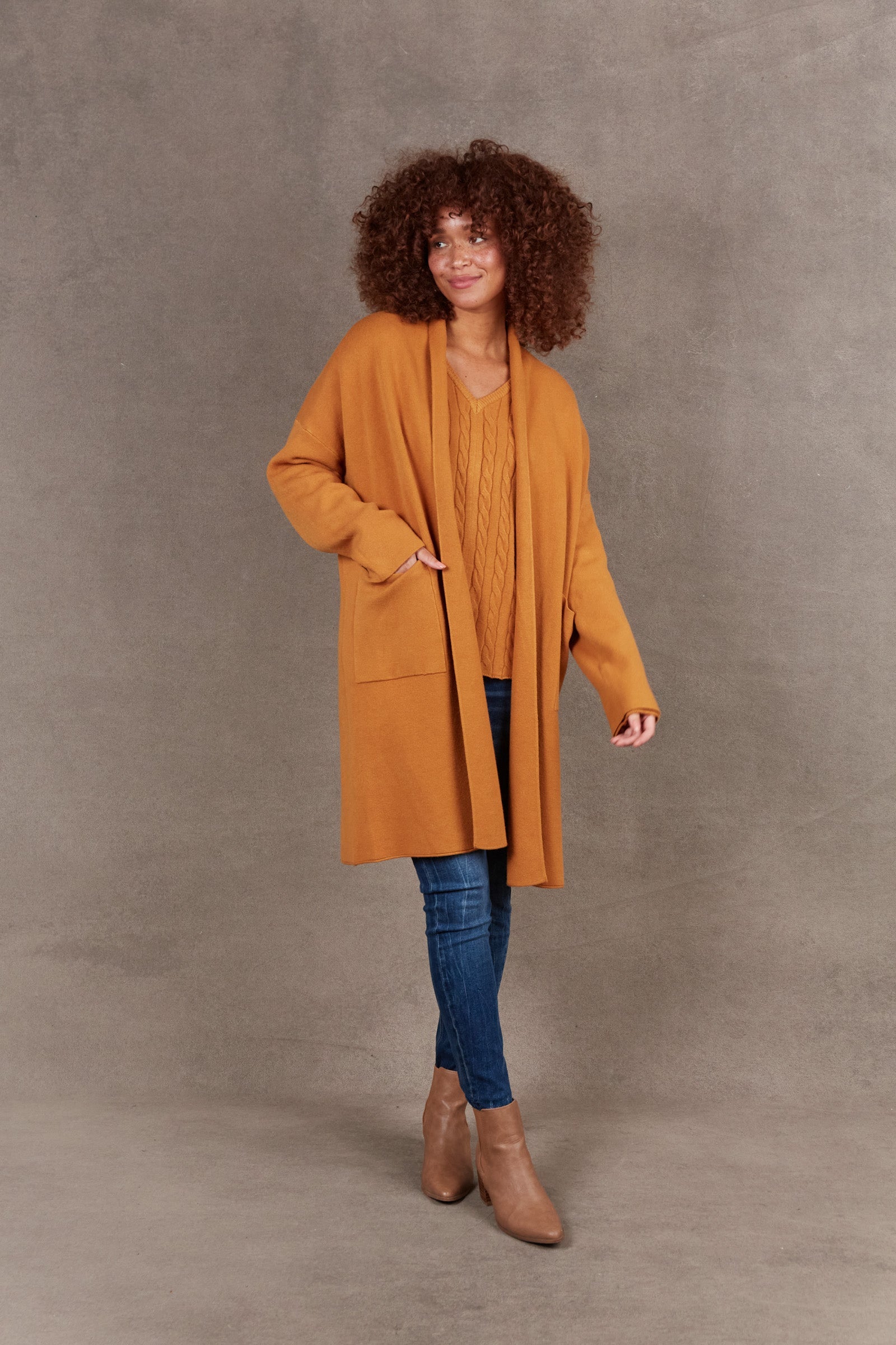 Alawa Cardigan - Ochre - eb&ive Clothing - Knit Cardigan Long One Size