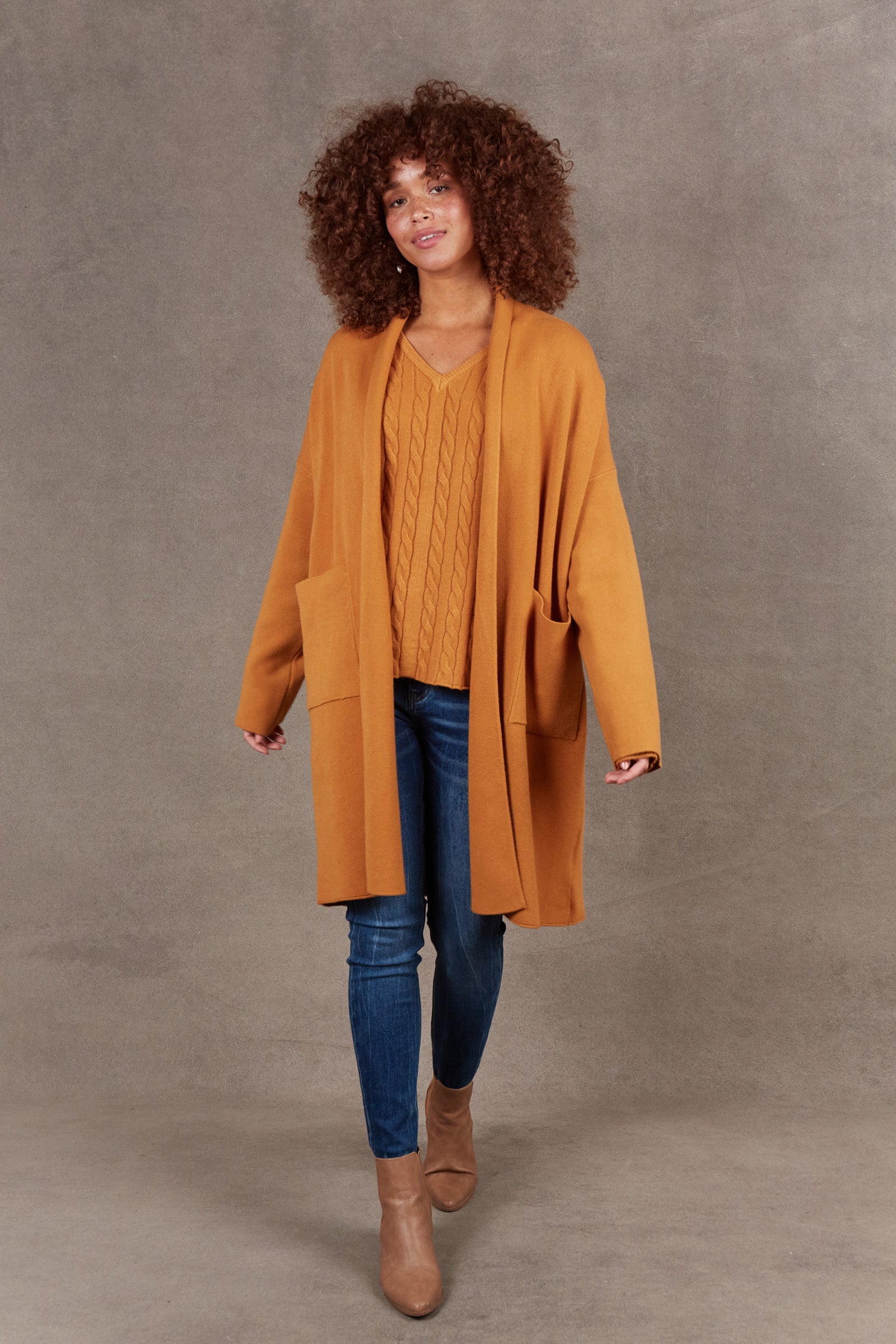 Alawa Cardigan - Ochre - eb&ive Clothing - Knit Cardigan Long One Size