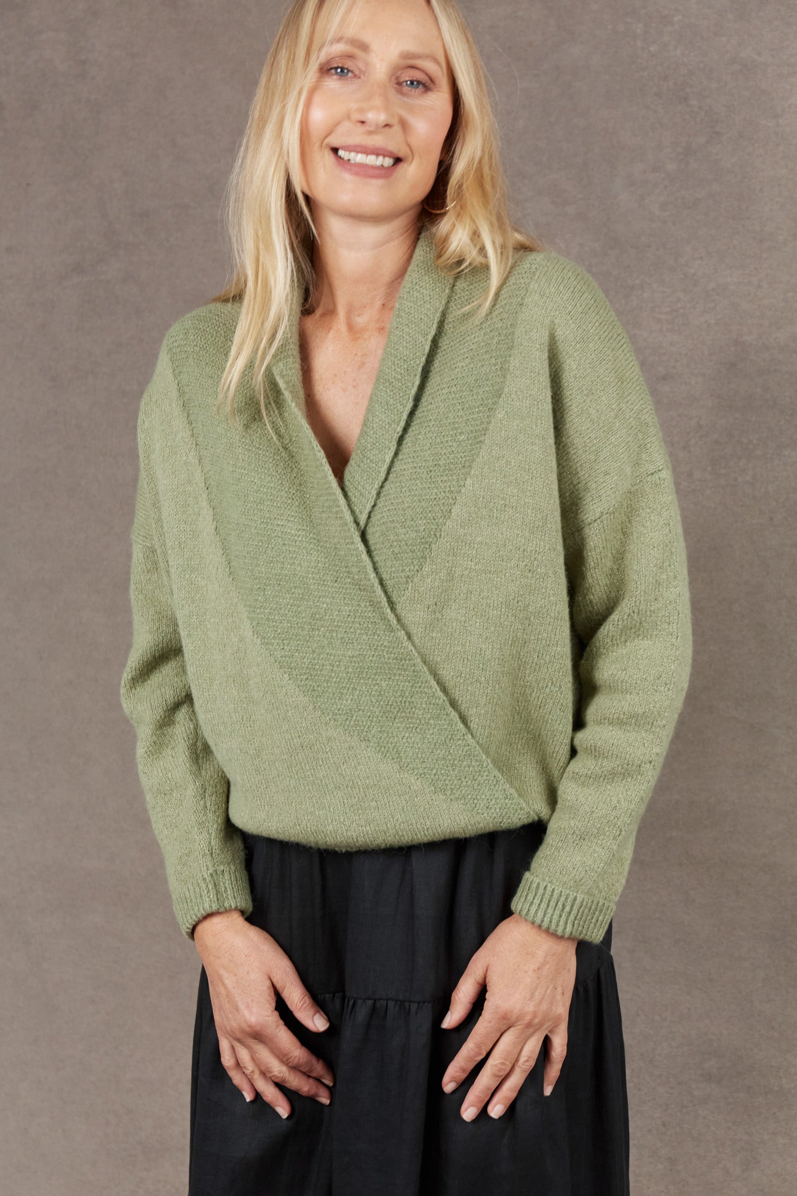 Paarl Crossover Knit - Sage - eb&ive Clothing - Knit Jumper