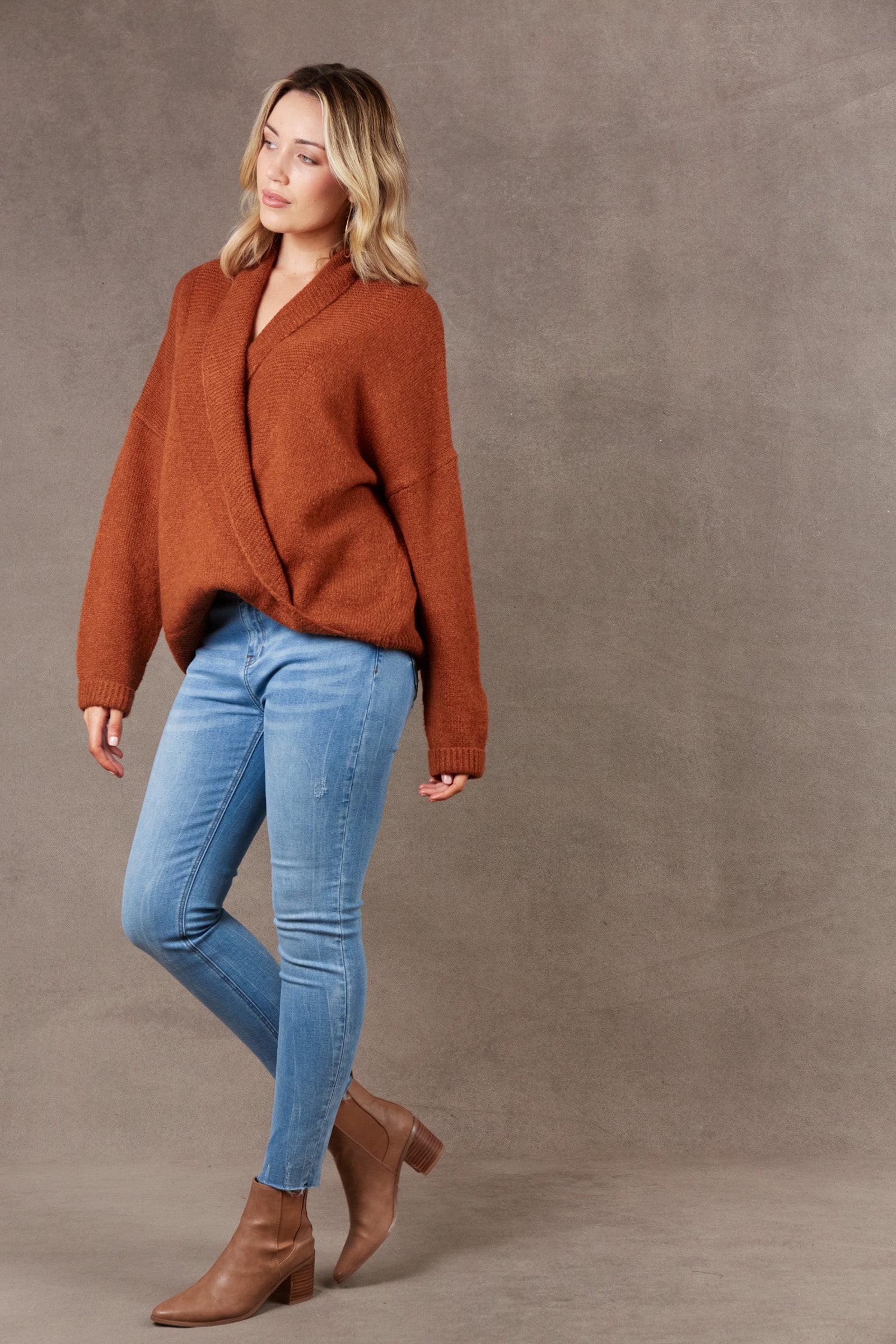 Paarl Crossover Knit - Ochre - eb&ive Clothing - Knit Jumper